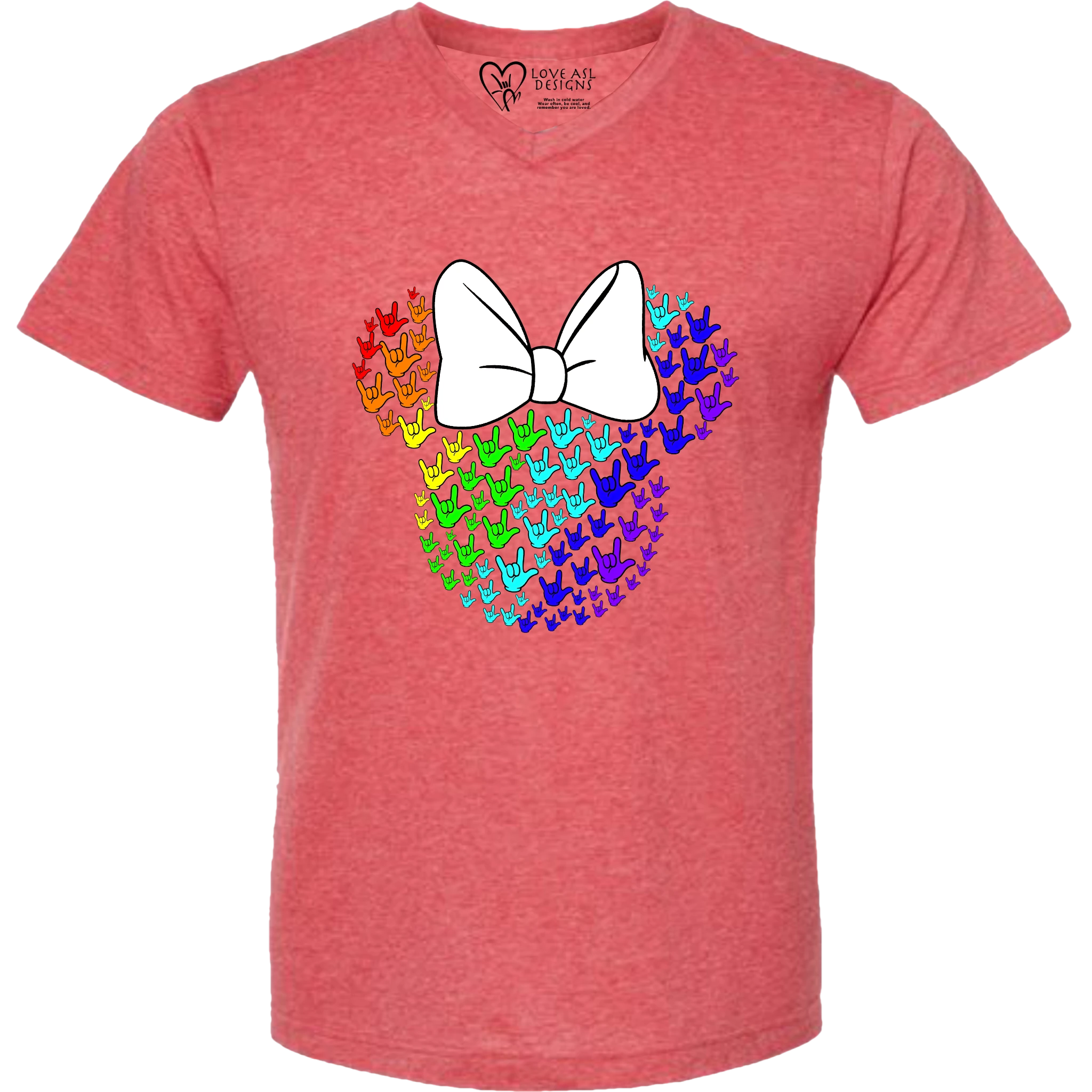 ASL Disney Silhouette White/Rainbow V-Neck Shirt (MEN)