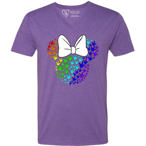 ASL Disney Silhouette White/Rainbow V-Neck Shirt (MEN)