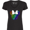 ASL Disney Silhouette White/Rainbow V-Neck Shirt (WOMEN)