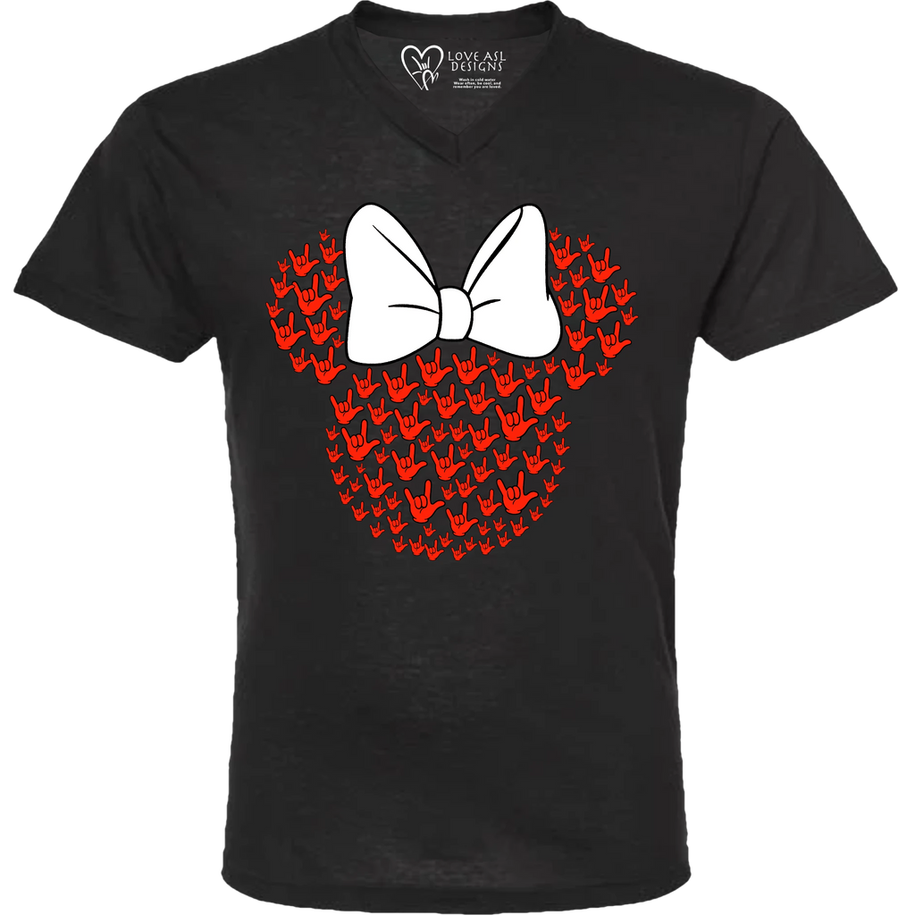 ASL Disney Silhouette White/Red V-Neck Shirt (MEN)