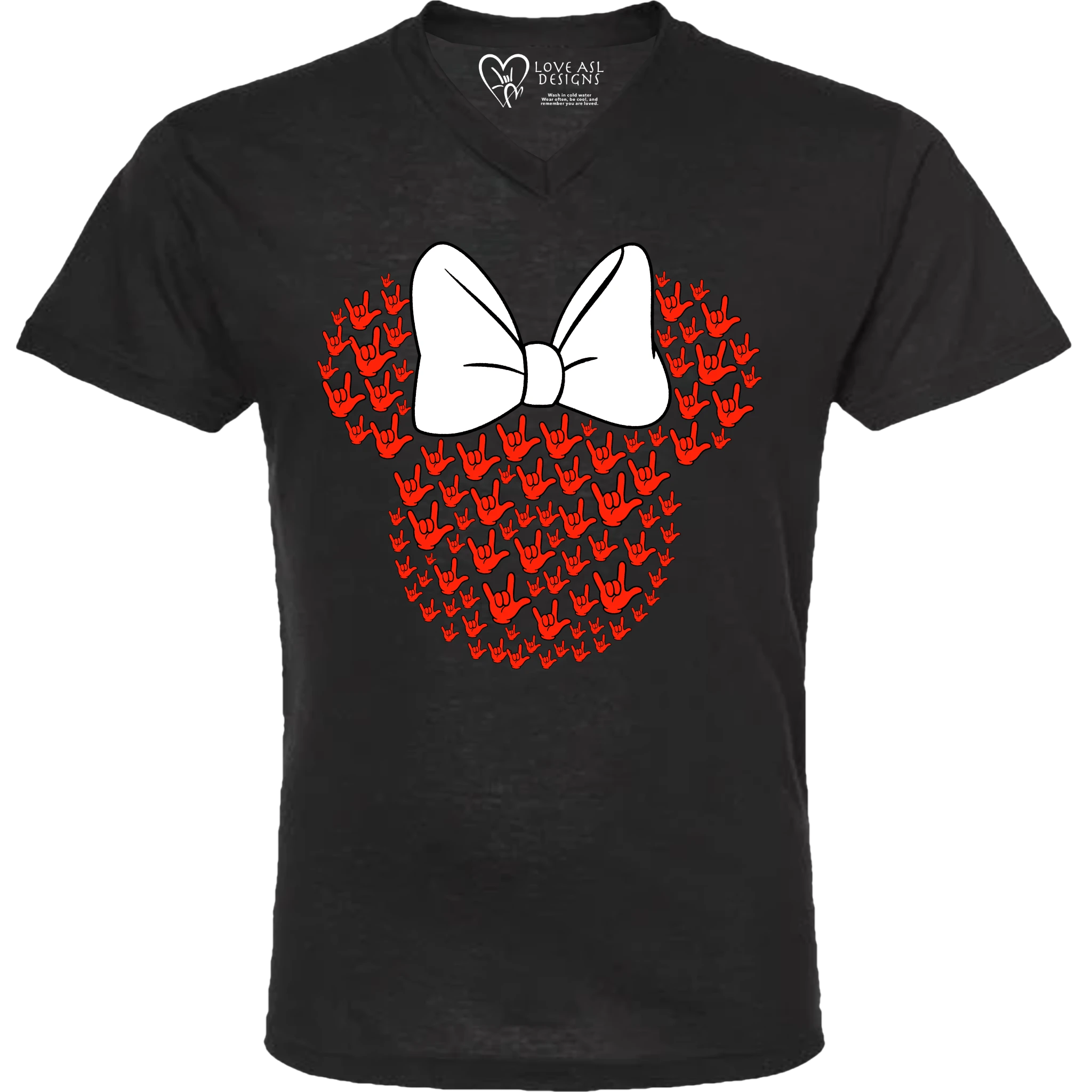 ASL Disney Silhouette White/Red V-Neck Shirt (MEN)