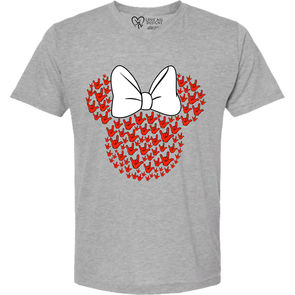 ASL Disney Silhouette White/Red V-Neck Shirt (MEN)