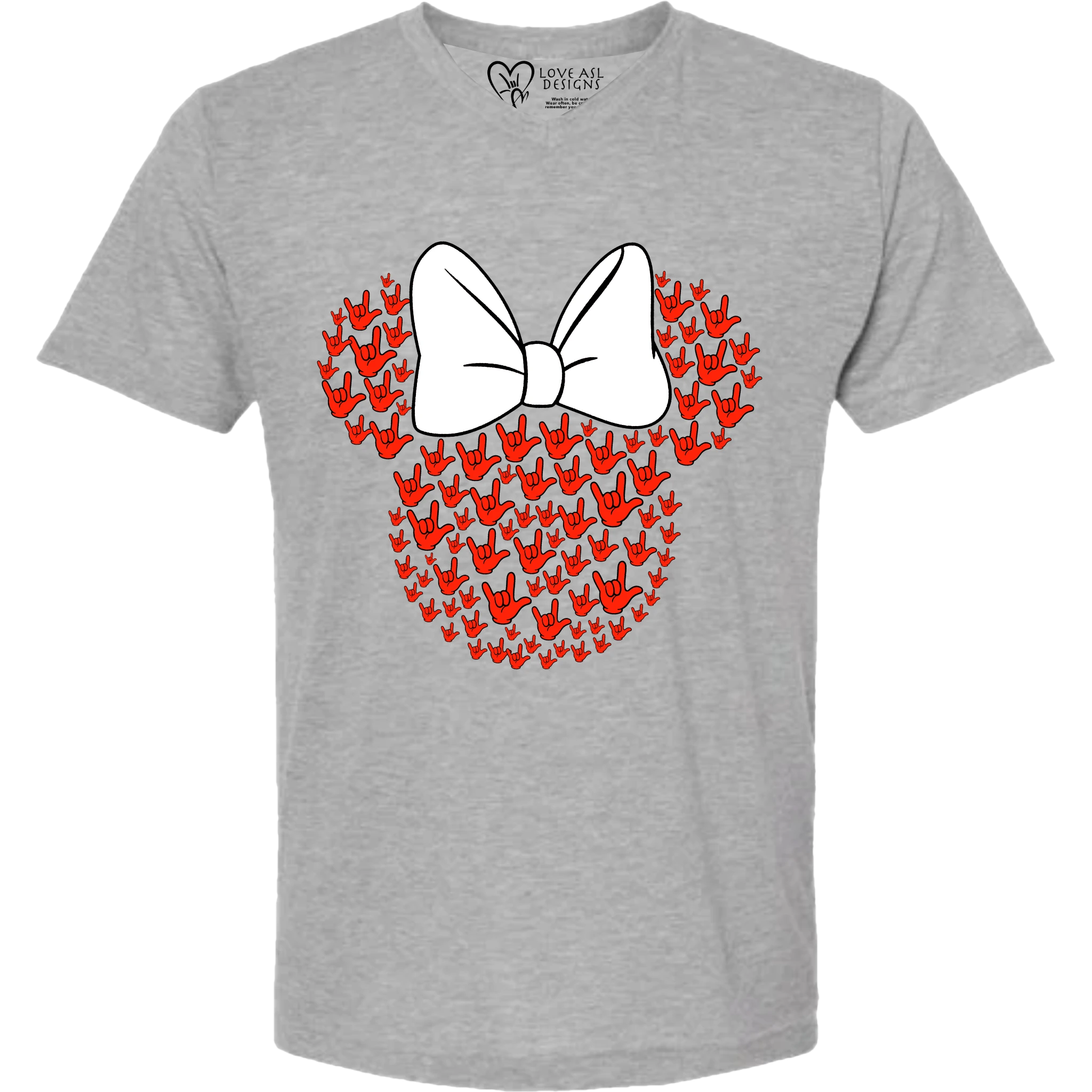 ASL Disney Silhouette White/Red V-Neck Shirt (MEN)