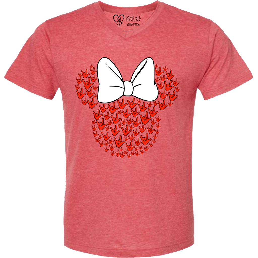 ASL Disney Silhouette White/Red V-Neck Shirt (MEN)