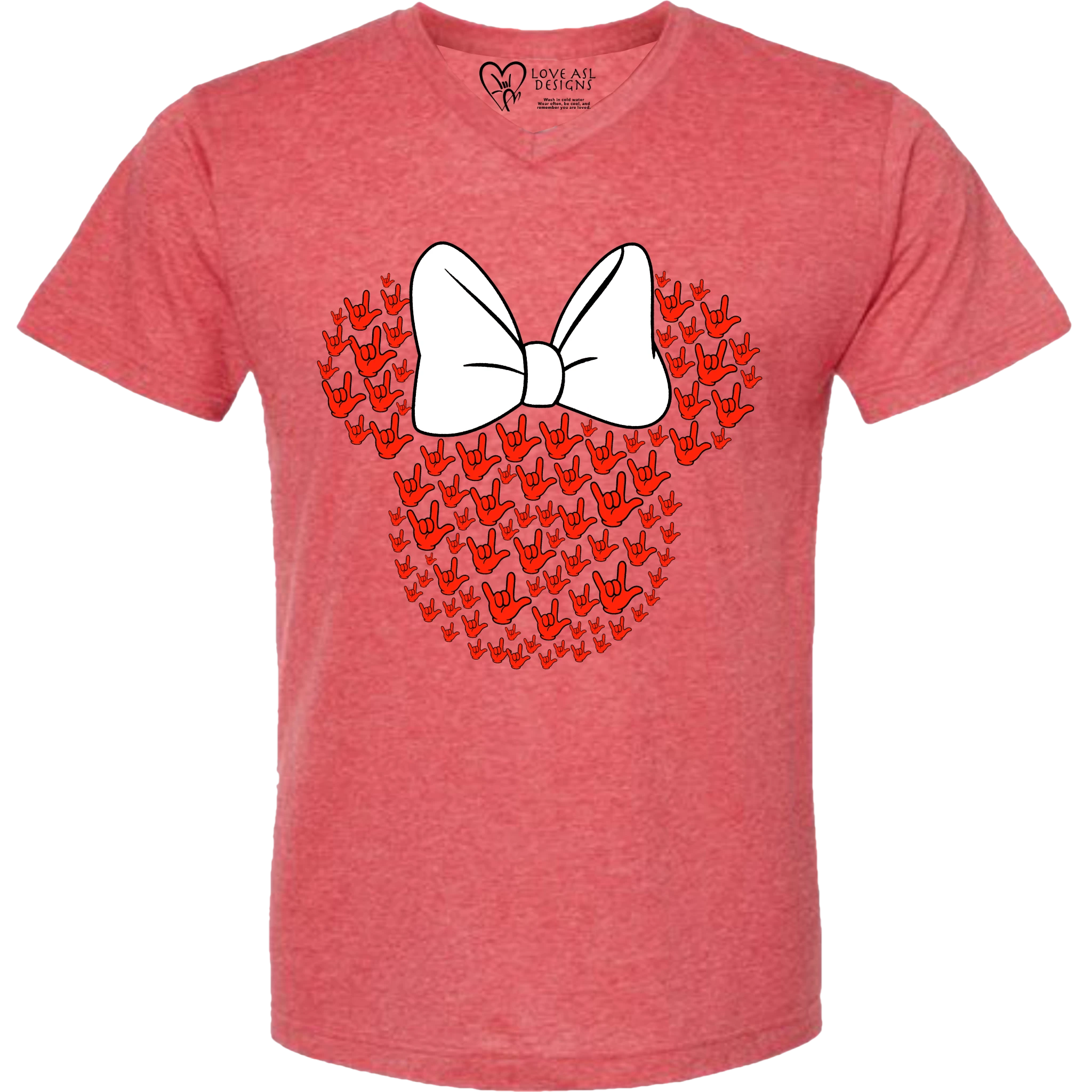 ASL Disney Silhouette White/Red V-Neck Shirt (MEN)