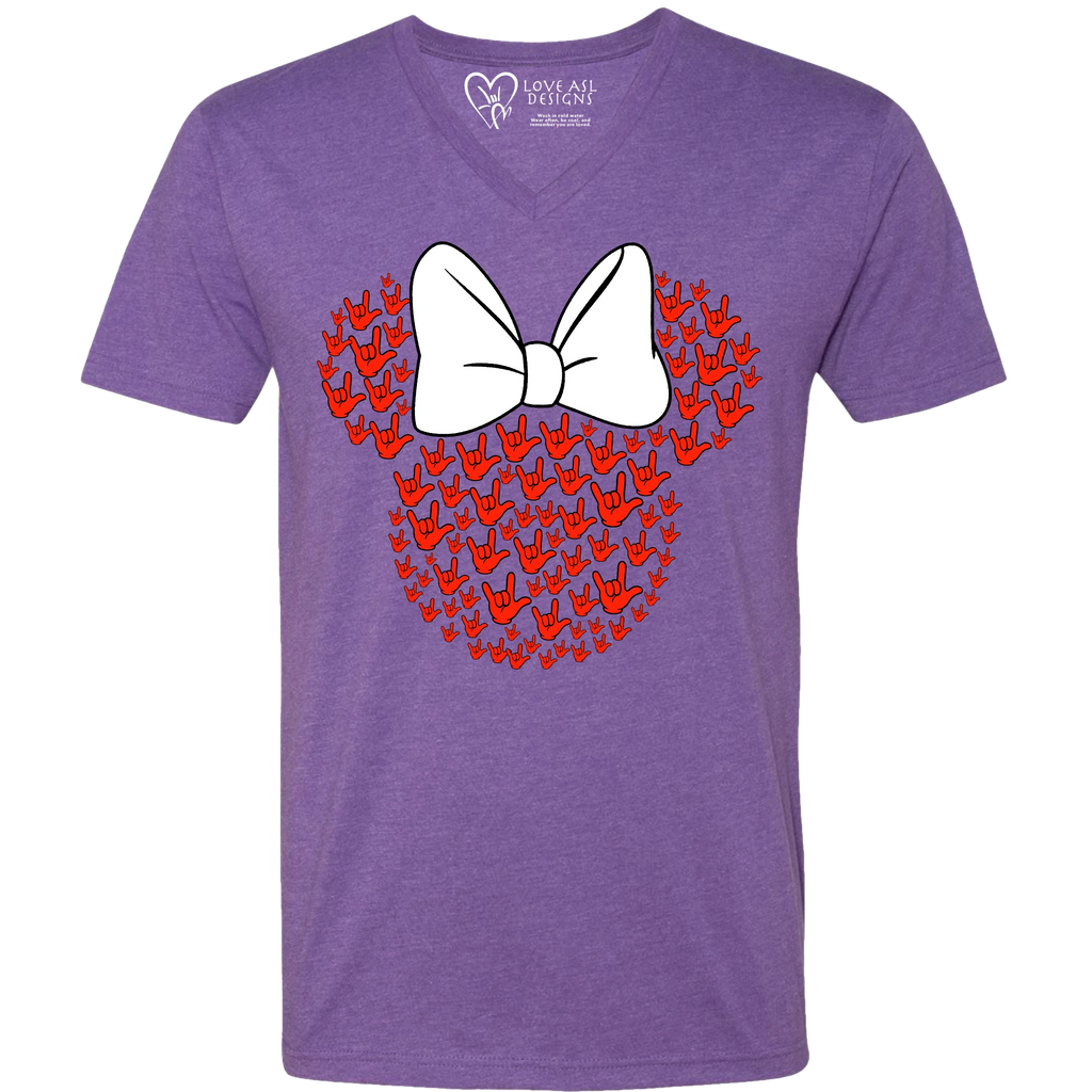 ASL Disney Silhouette White/Red V-Neck Shirt (MEN)
