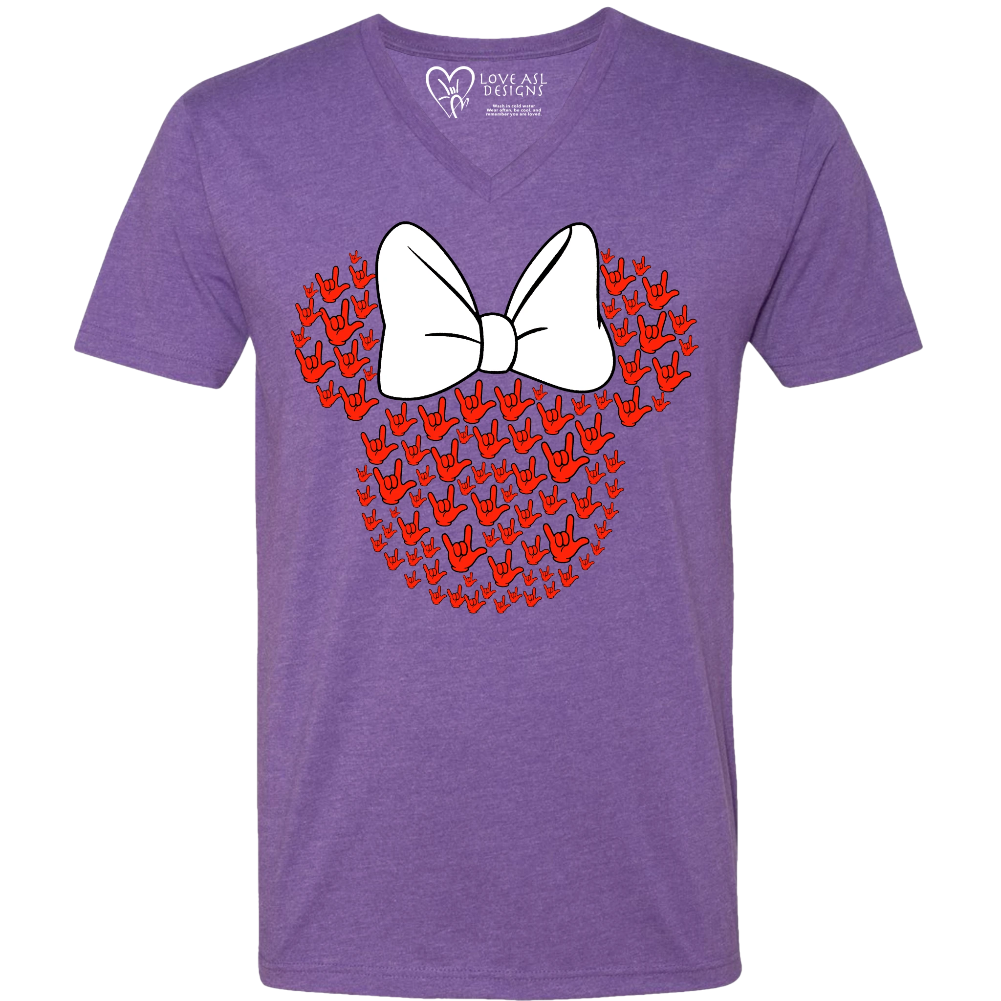 ASL Disney Silhouette White/Red V-Neck Shirt (MEN)