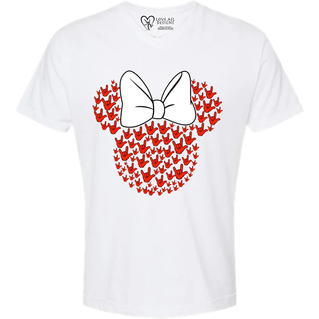 ASL Disney Silhouette White/Red V-Neck Shirt (MEN)