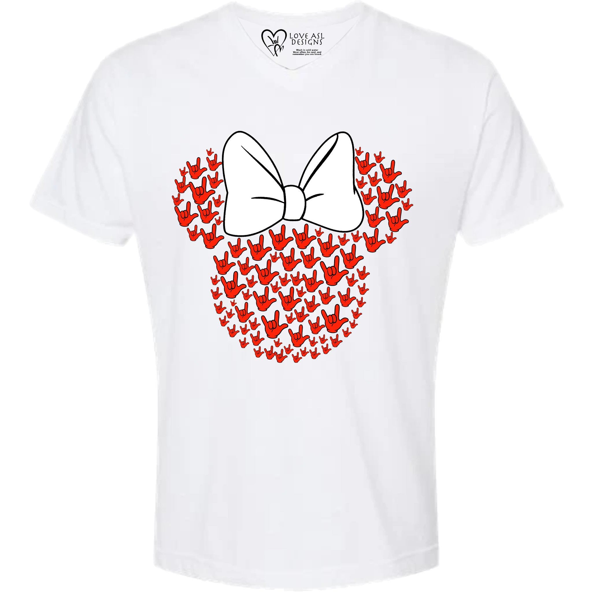 ASL Disney Silhouette White/Red V-Neck Shirt (MEN)