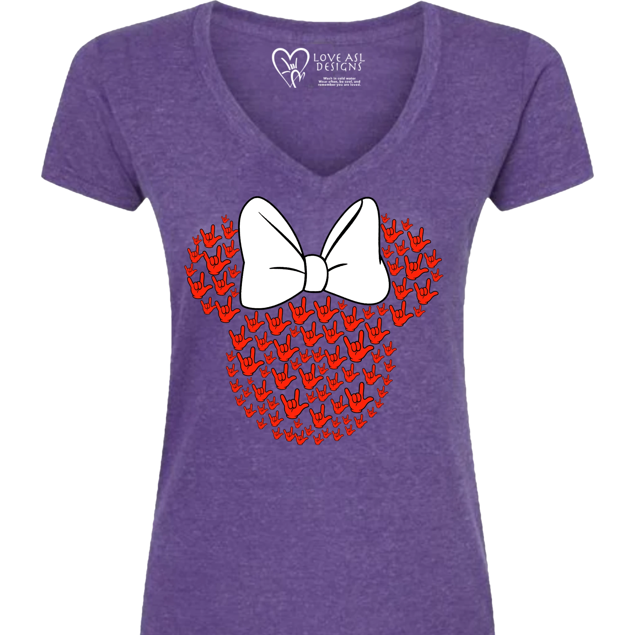 ASL Disney Silhouette White/Red V-Neck Shirt (WOMEN)