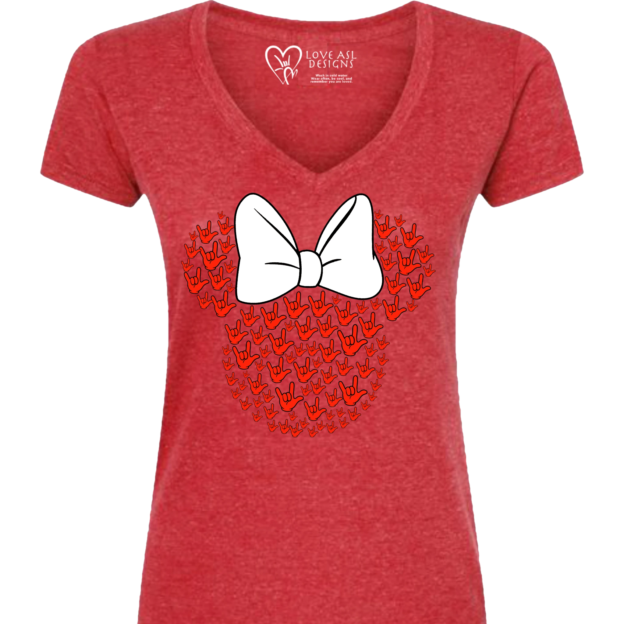 ASL Disney Silhouette White/Red V-Neck Shirt (WOMEN)