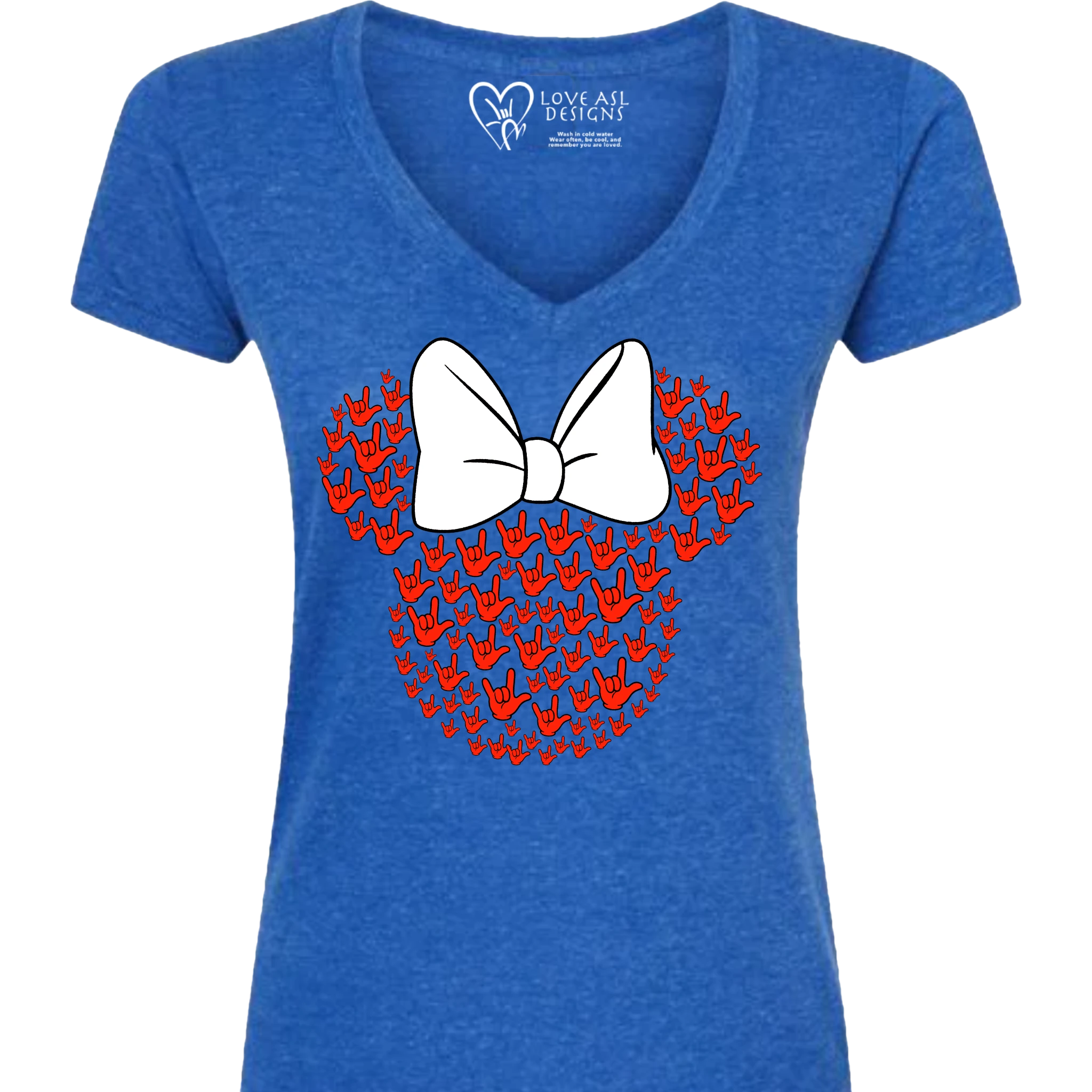 ASL Disney Silhouette White/Red V-Neck Shirt (WOMEN)