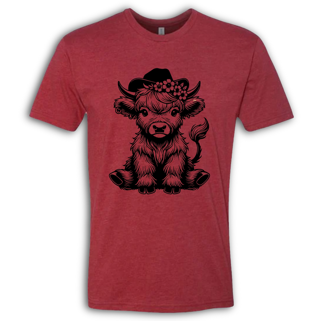 Highland Cow baby with Earring Black T-Shirt