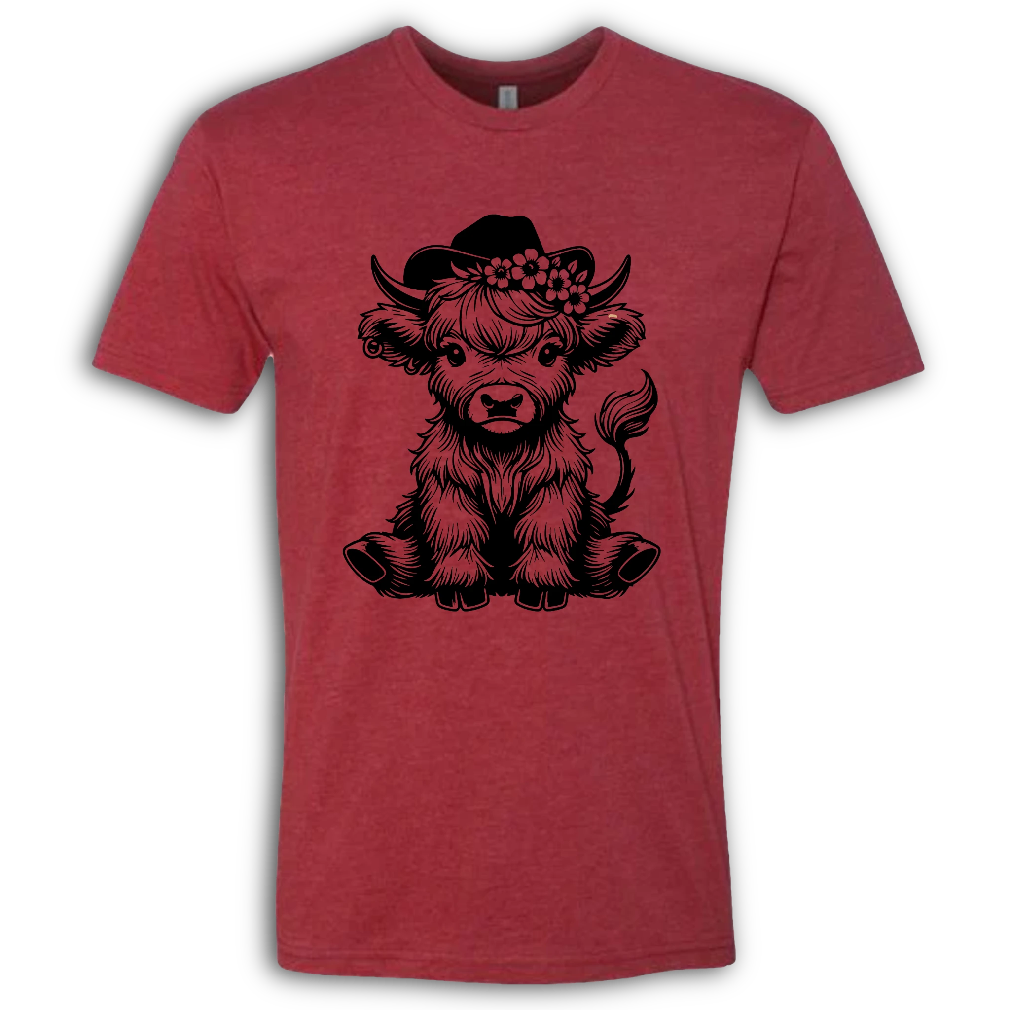 Highland Cow baby with Earring Black T-Shirt