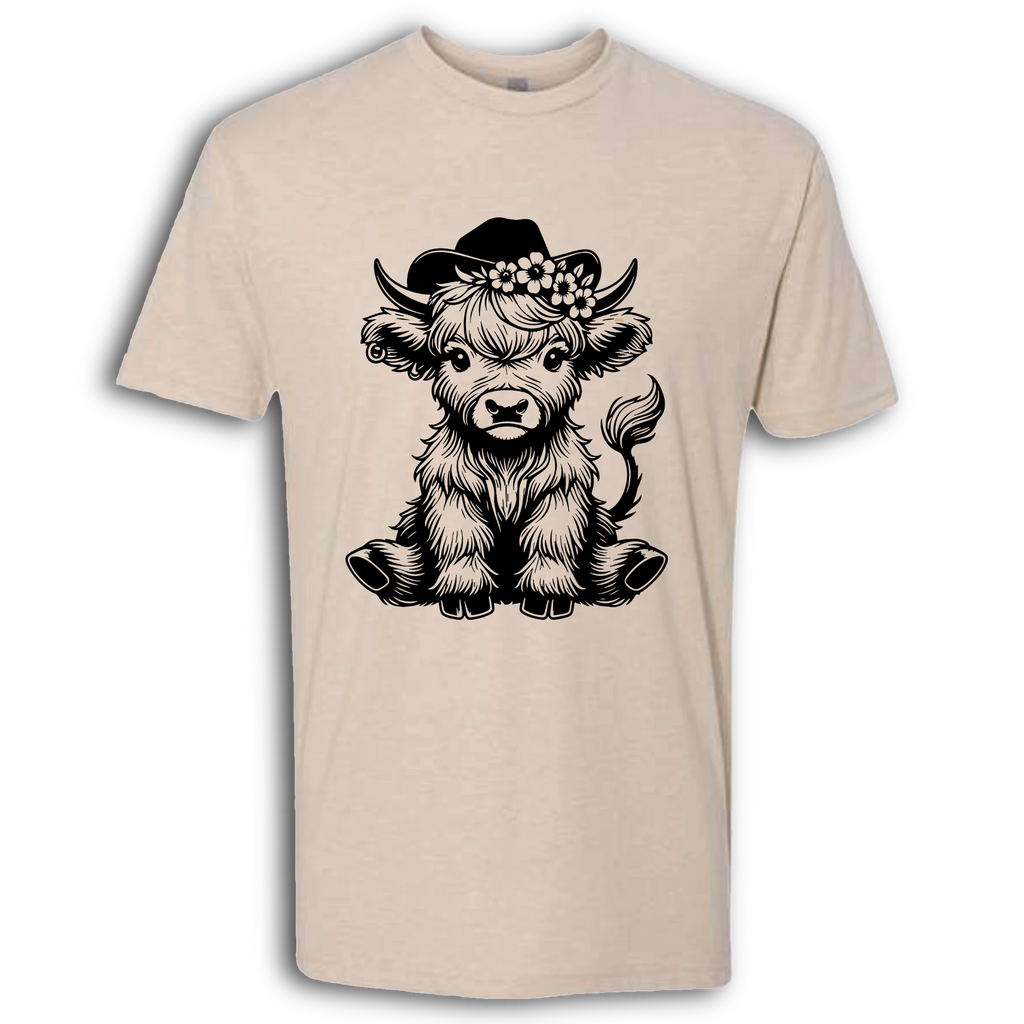 Highland Cow baby with Earring Black T-Shirt