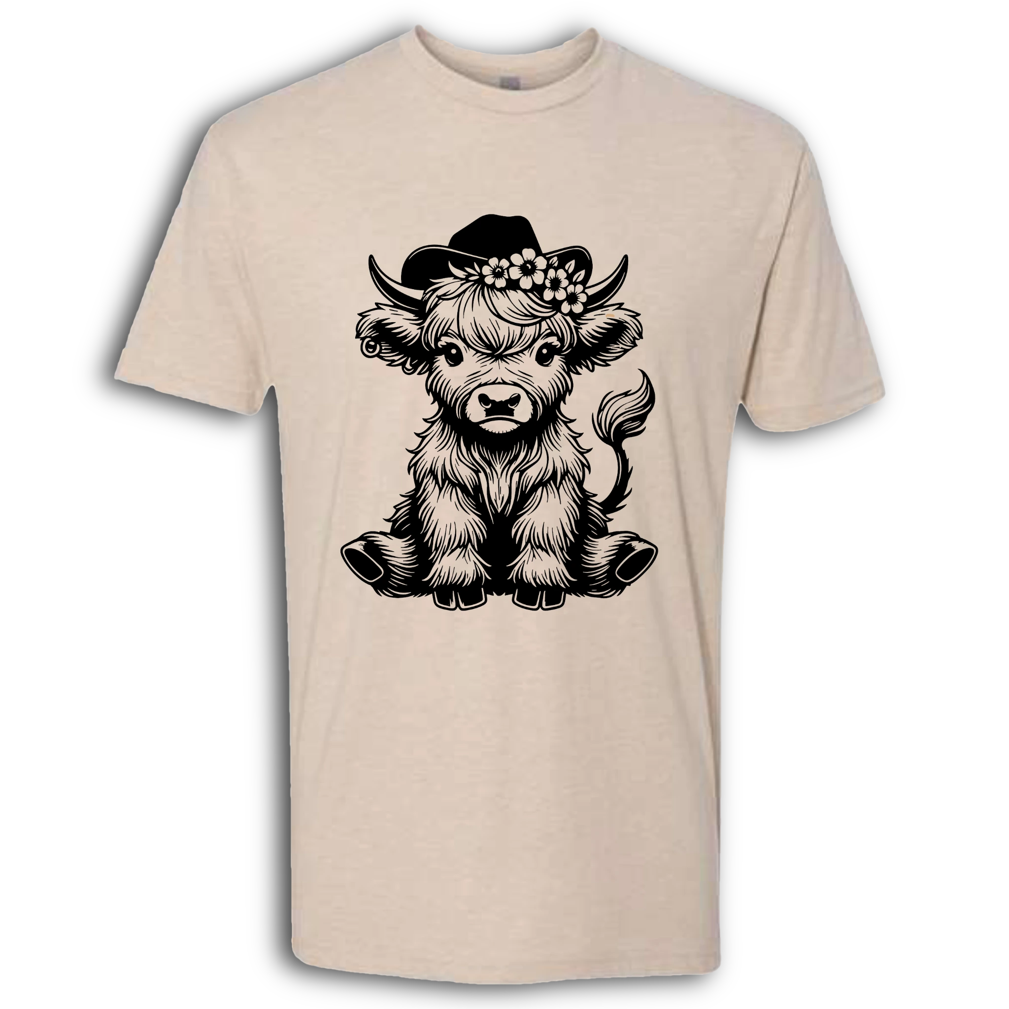 Highland Cow baby with Earring Black T-Shirt