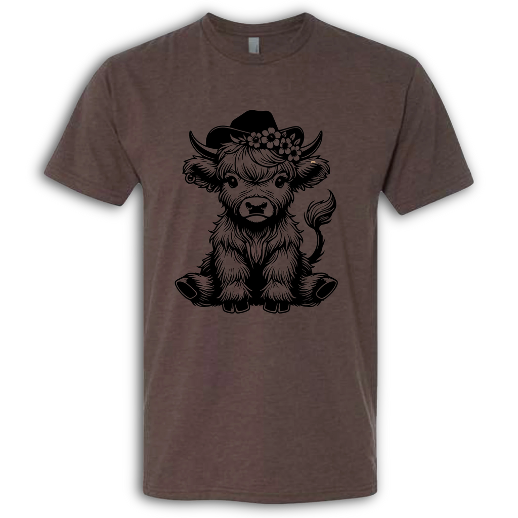 Highland Cow baby with Earring Black T-Shirt