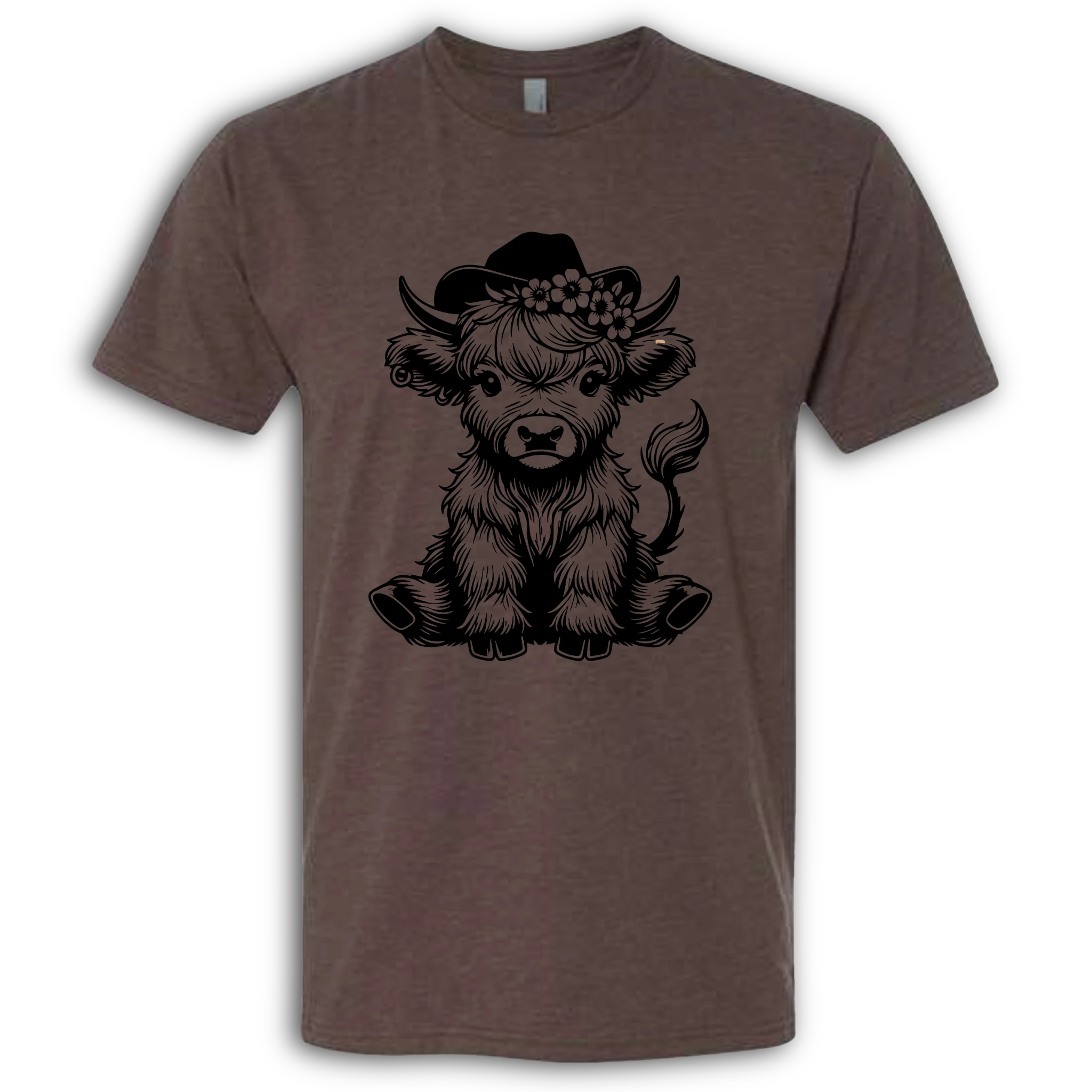 Highland Cow baby with Earring Black T-Shirt