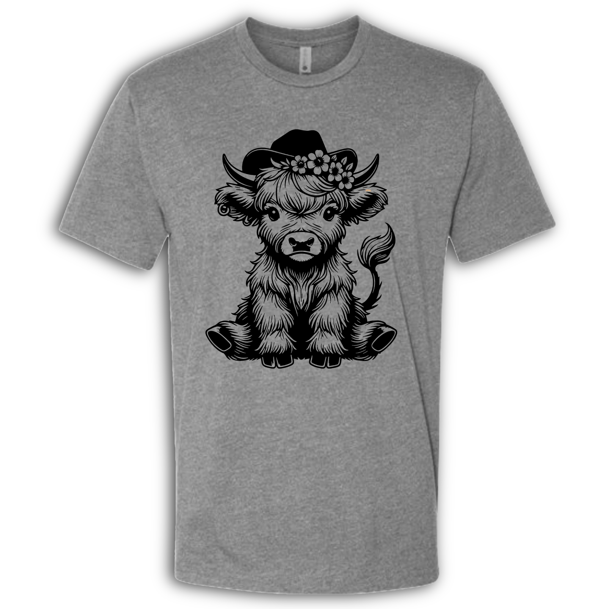 Highland Cow baby with Earring Black T-Shirt