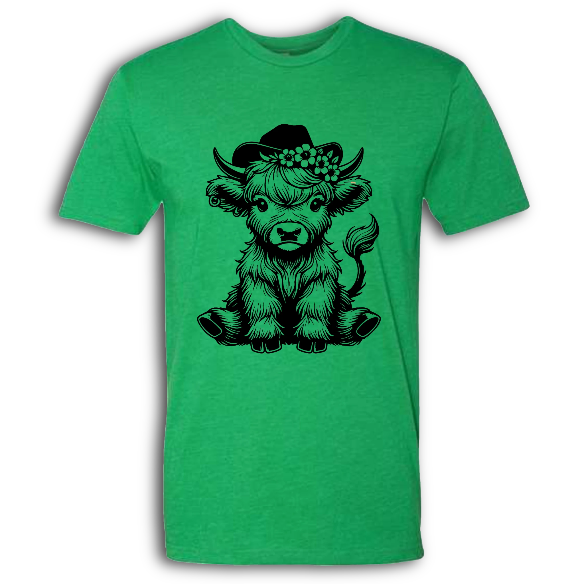 Highland Cow baby with Earring Black T-Shirt