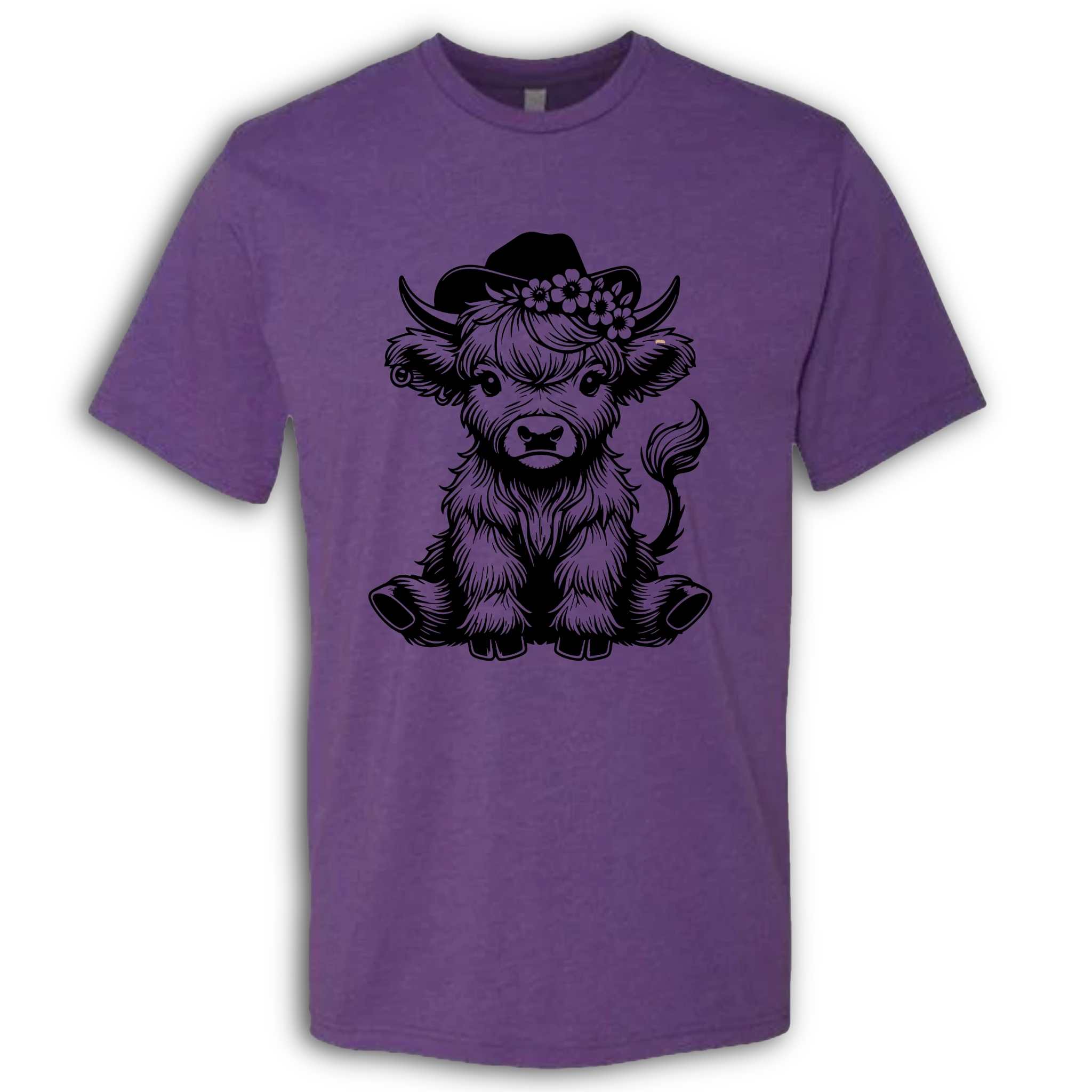 Highland Cow baby with Earring Black T-Shirt