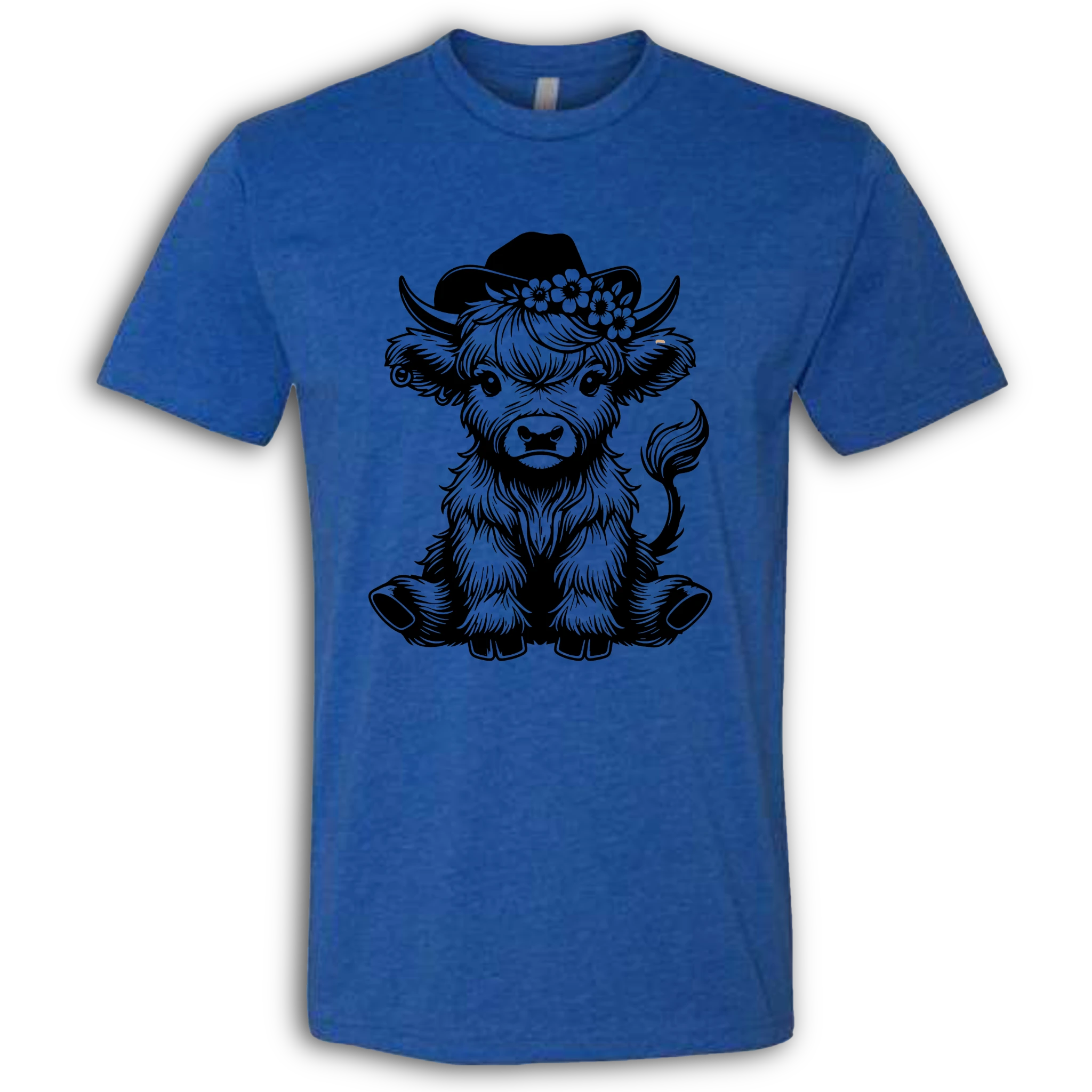 Highland Cow baby with Earring Black T-Shirt