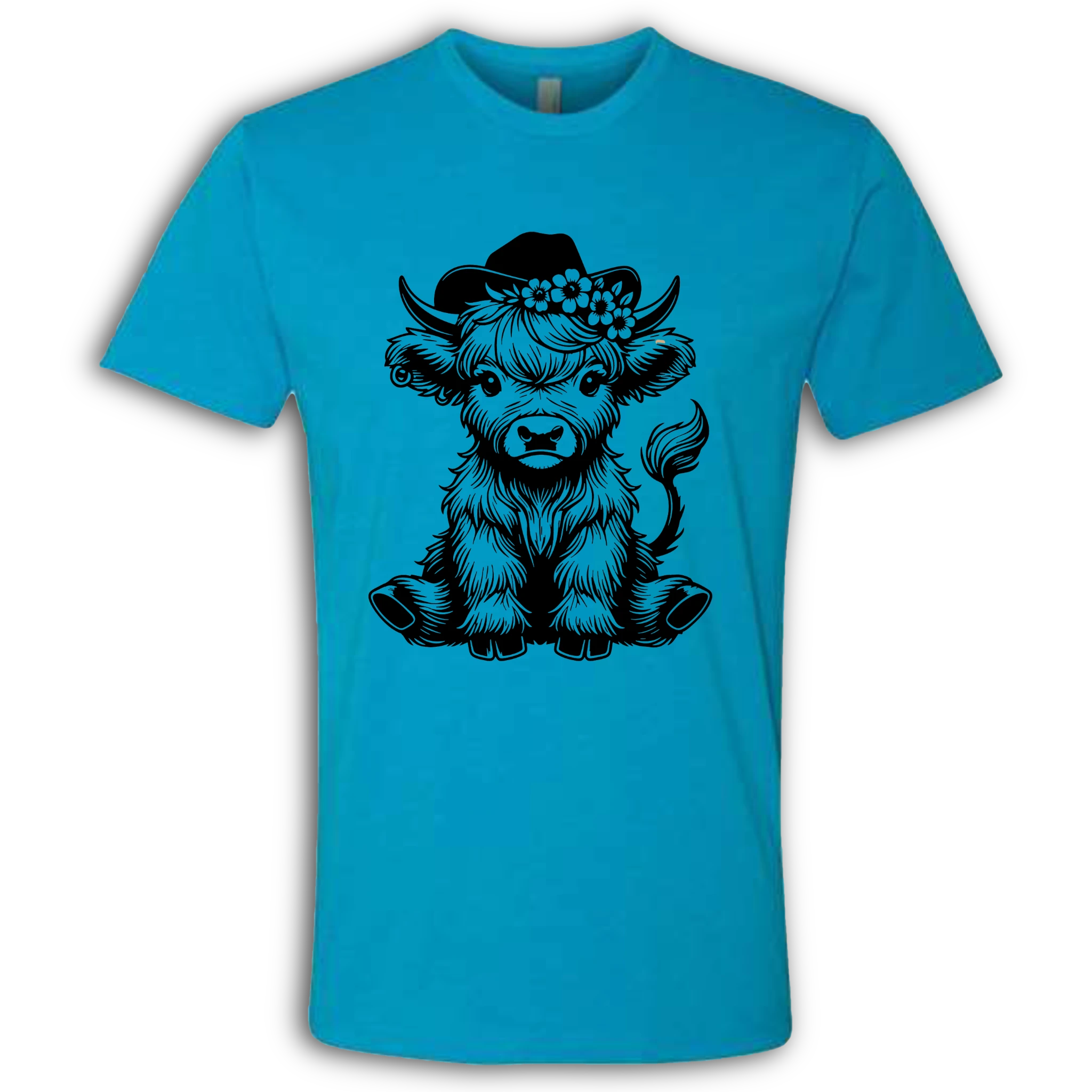 Highland Cow baby with Earring Black T-Shirt