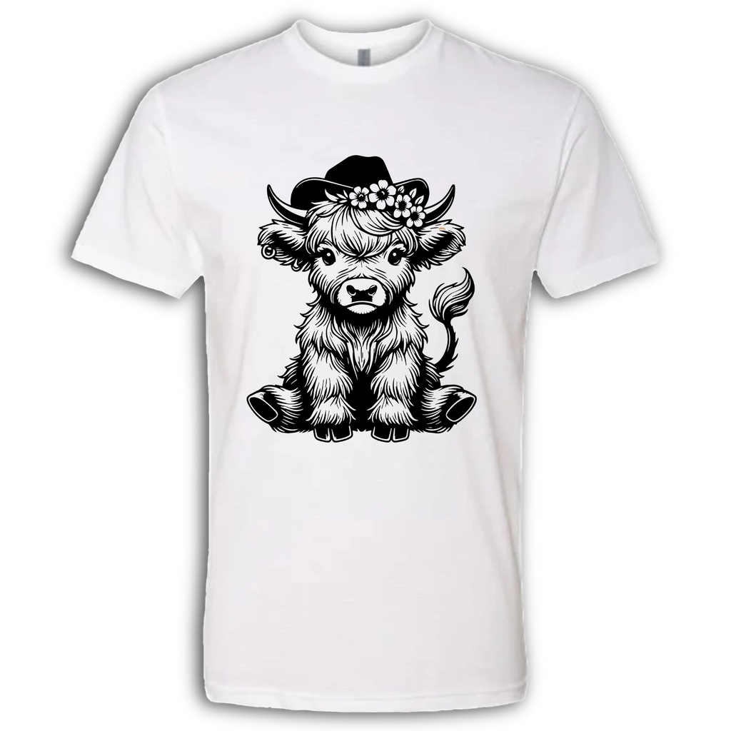 Highland Cow baby with Earring Black T-Shirt