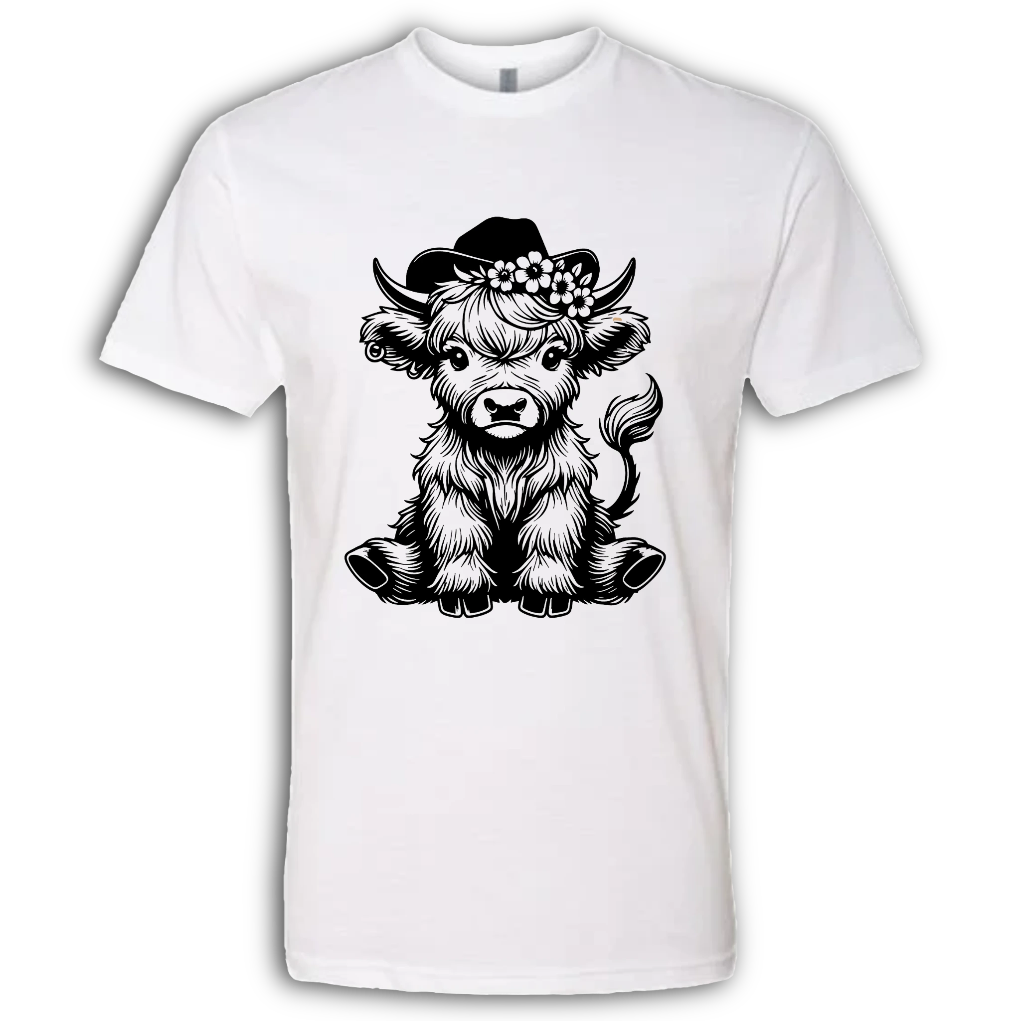 Highland Cow baby with Earring Black T-Shirt