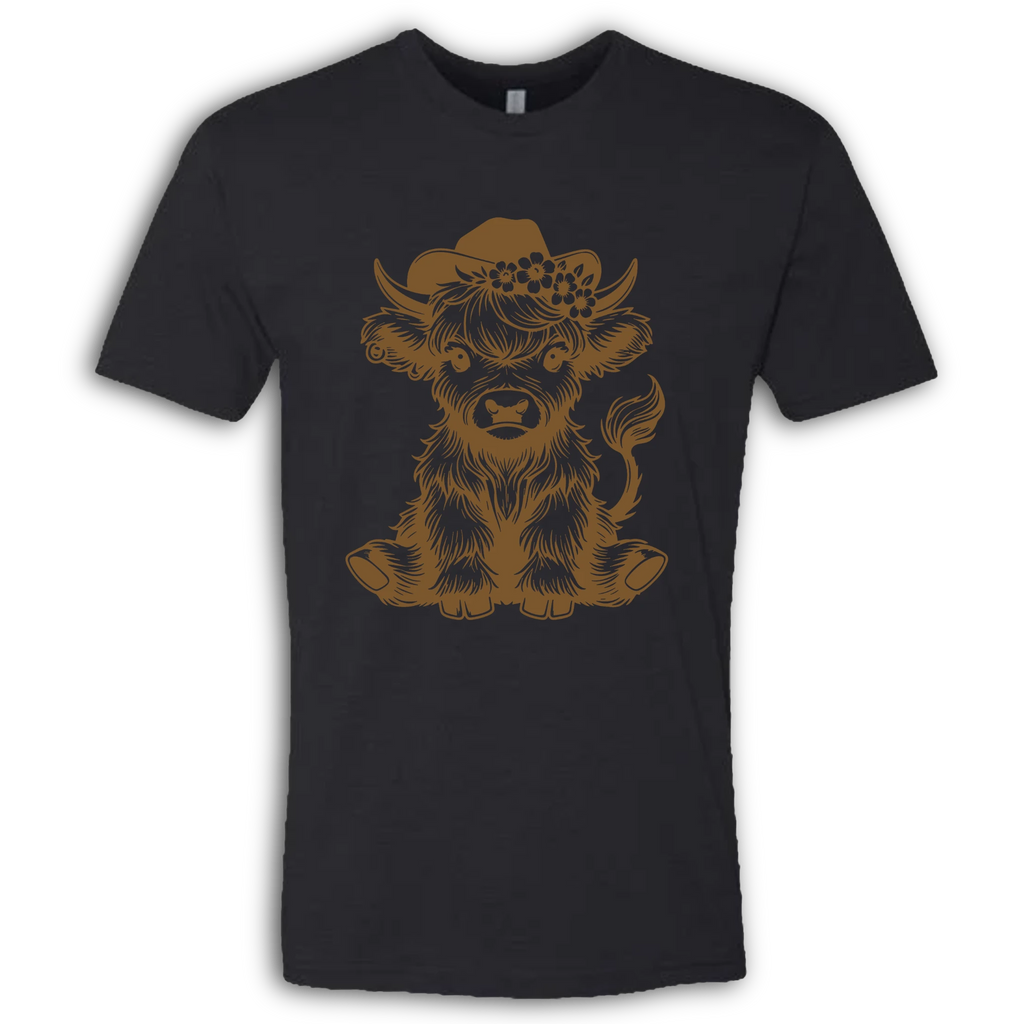 Highland Cow baby with Earring Brown T-Shirt