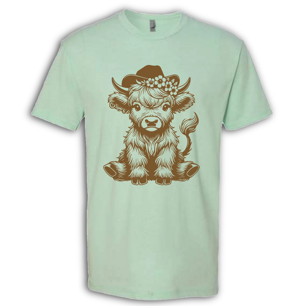 Highland Cow baby with Earring Brown T-Shirt
