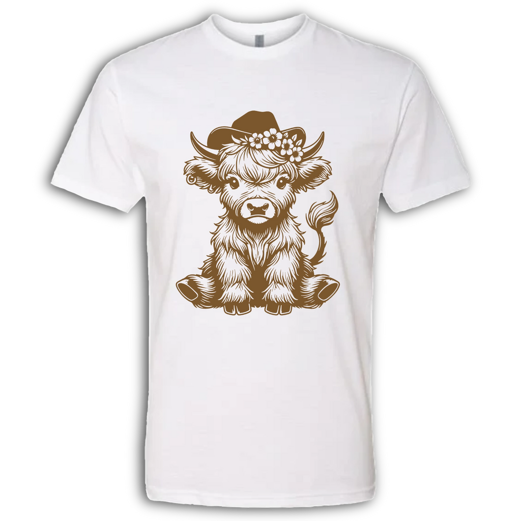Highland Cow baby with Earring Brown T-Shirt