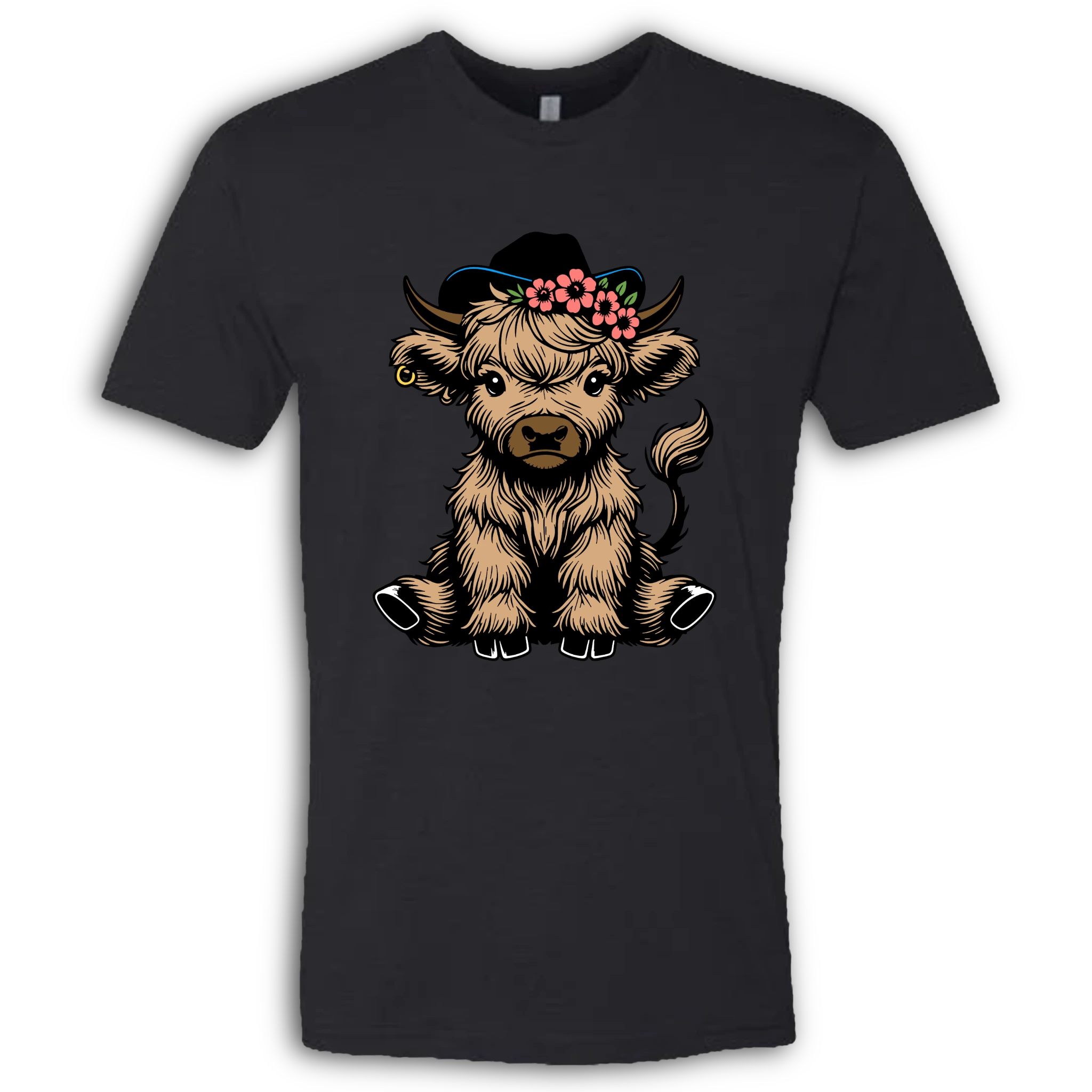 Highland Cow baby with Earring Colored T-Shirt