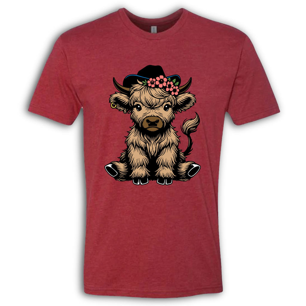 Highland Cow baby with Earring Colored T-Shirt