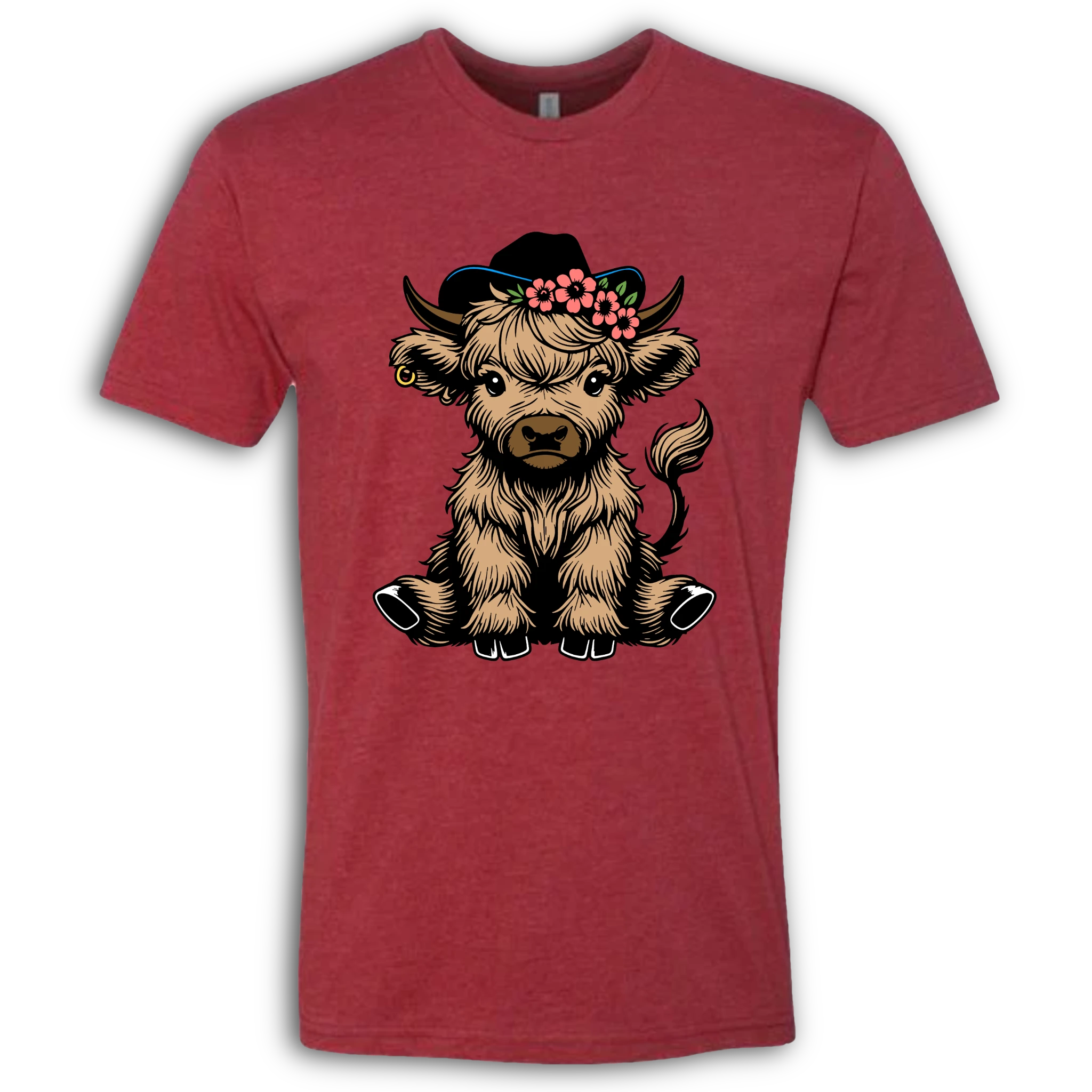Highland Cow baby with Earring Colored T-Shirt