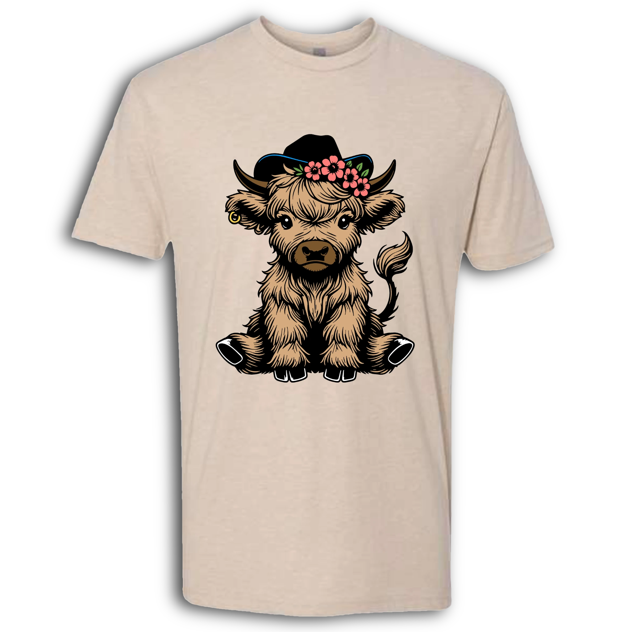 Highland Cow baby with Earring Colored T-Shirt