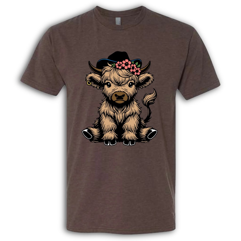 Highland Cow baby with Earring Colored T-Shirt
