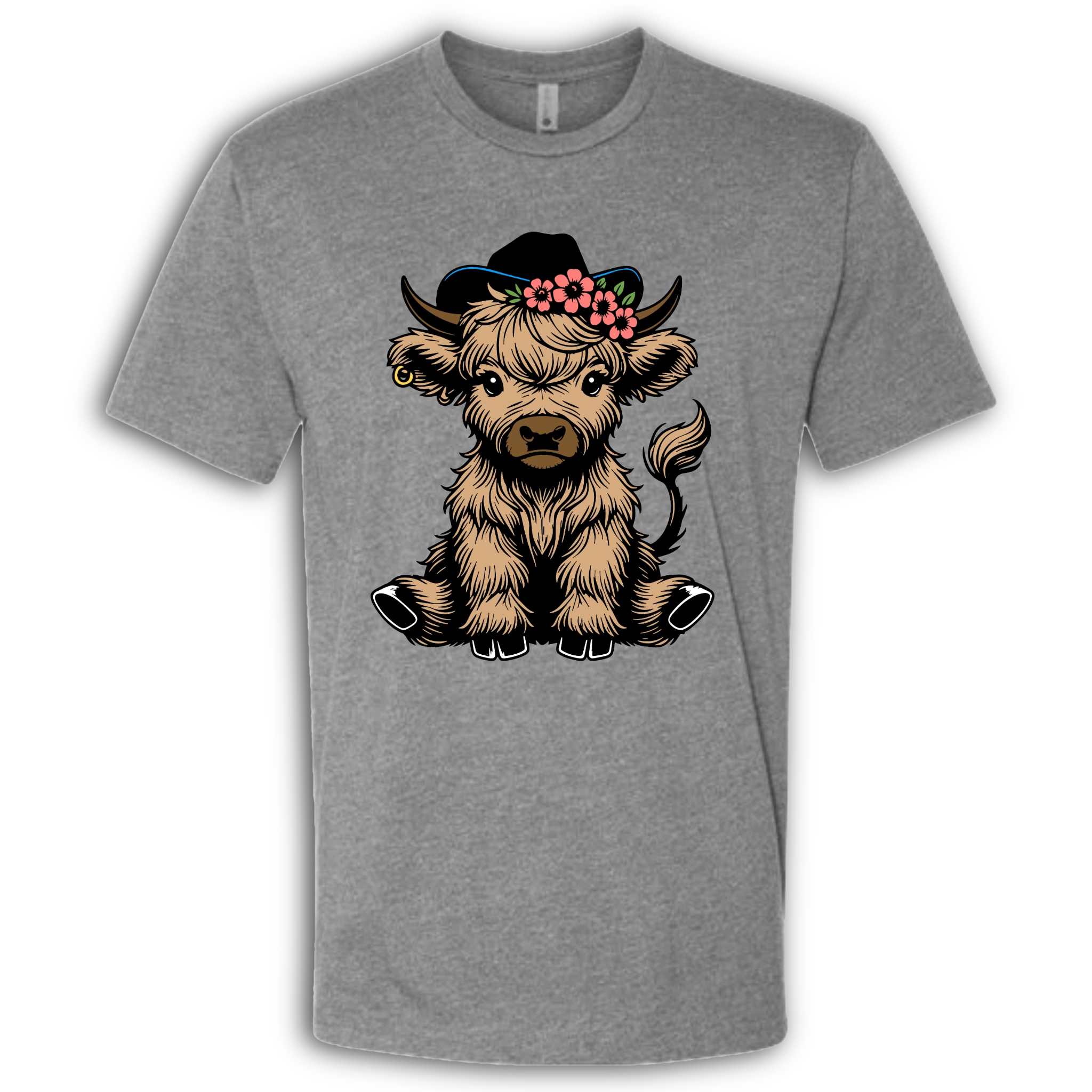 Highland Cow baby with Earring Colored T-Shirt