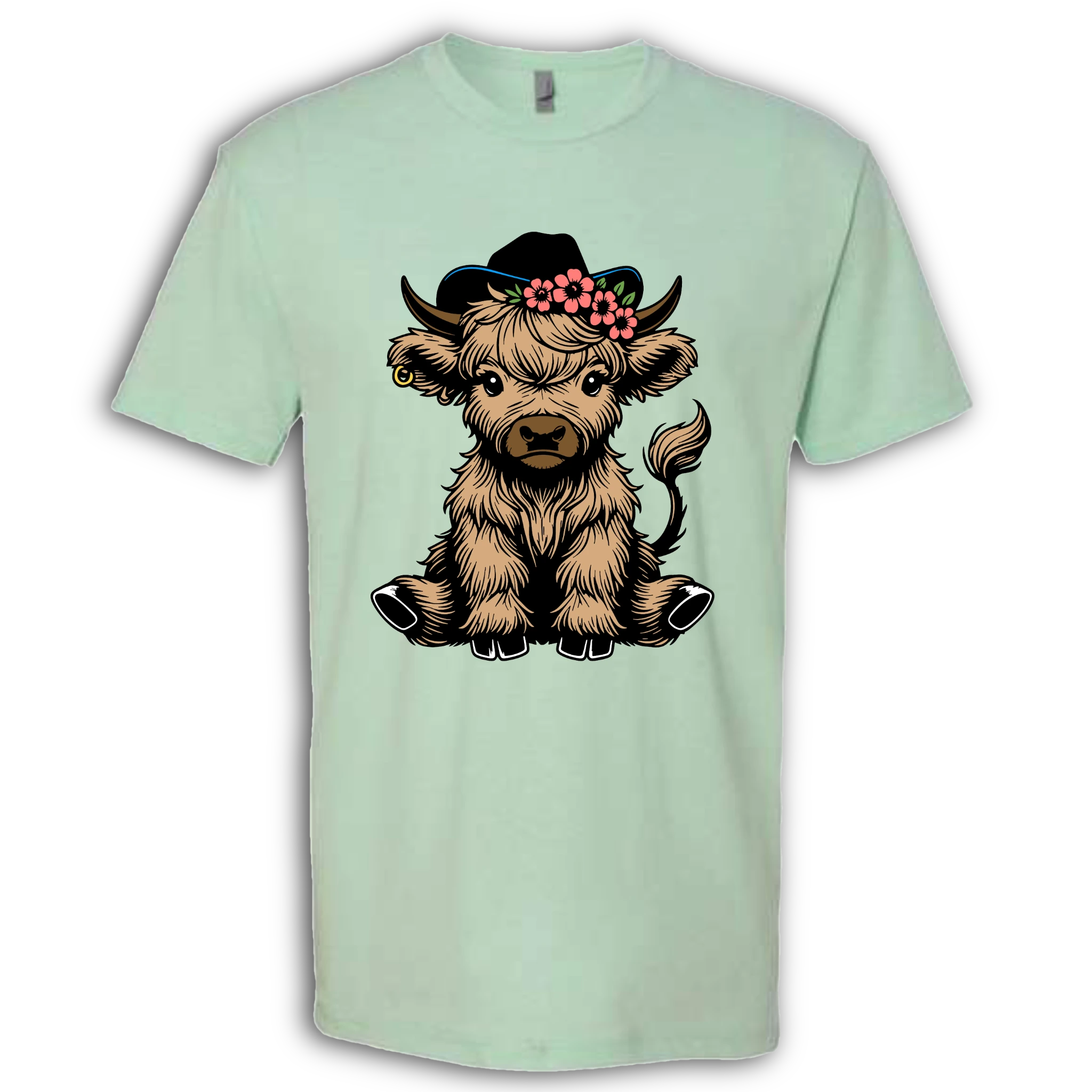 Highland Cow baby with Earring Colored T-Shirt