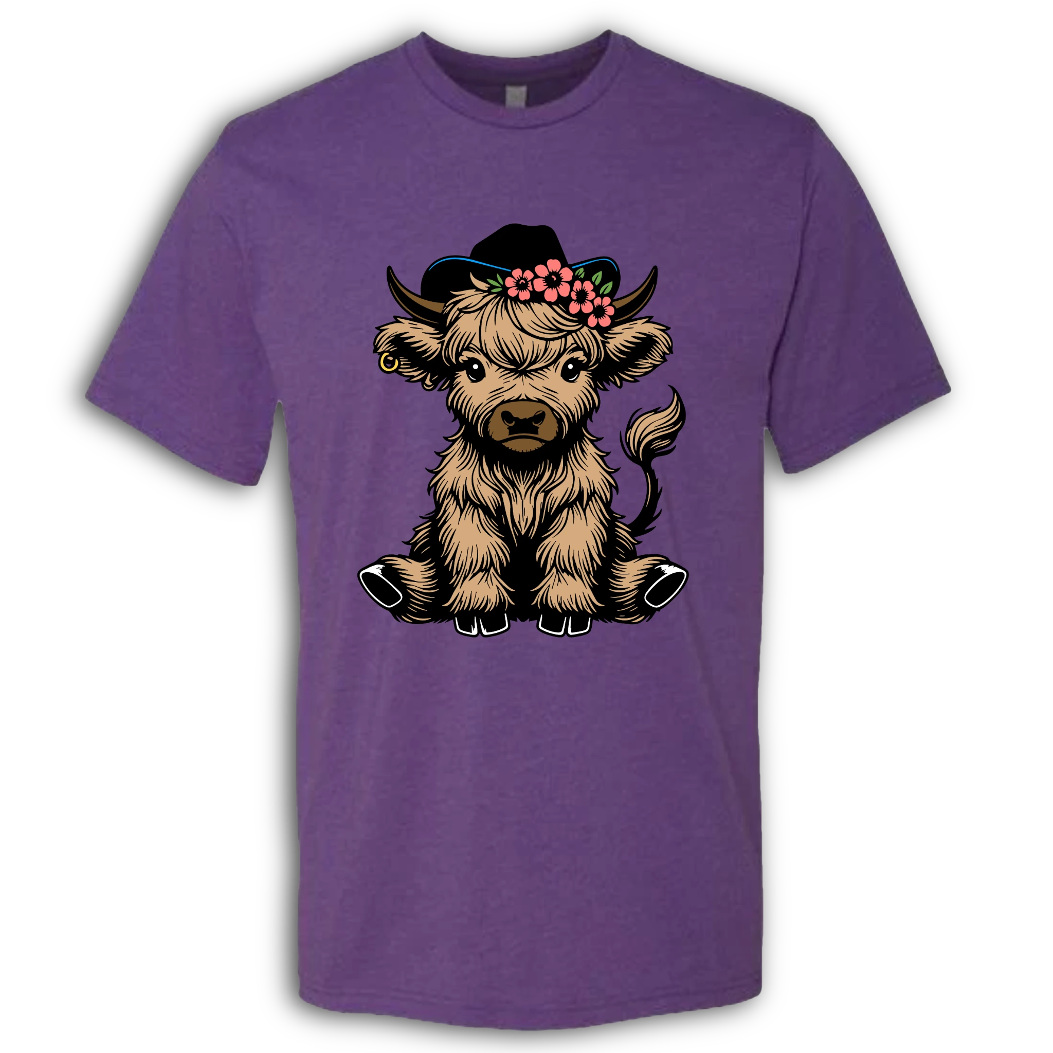 Highland Cow baby with Earring Colored T-Shirt