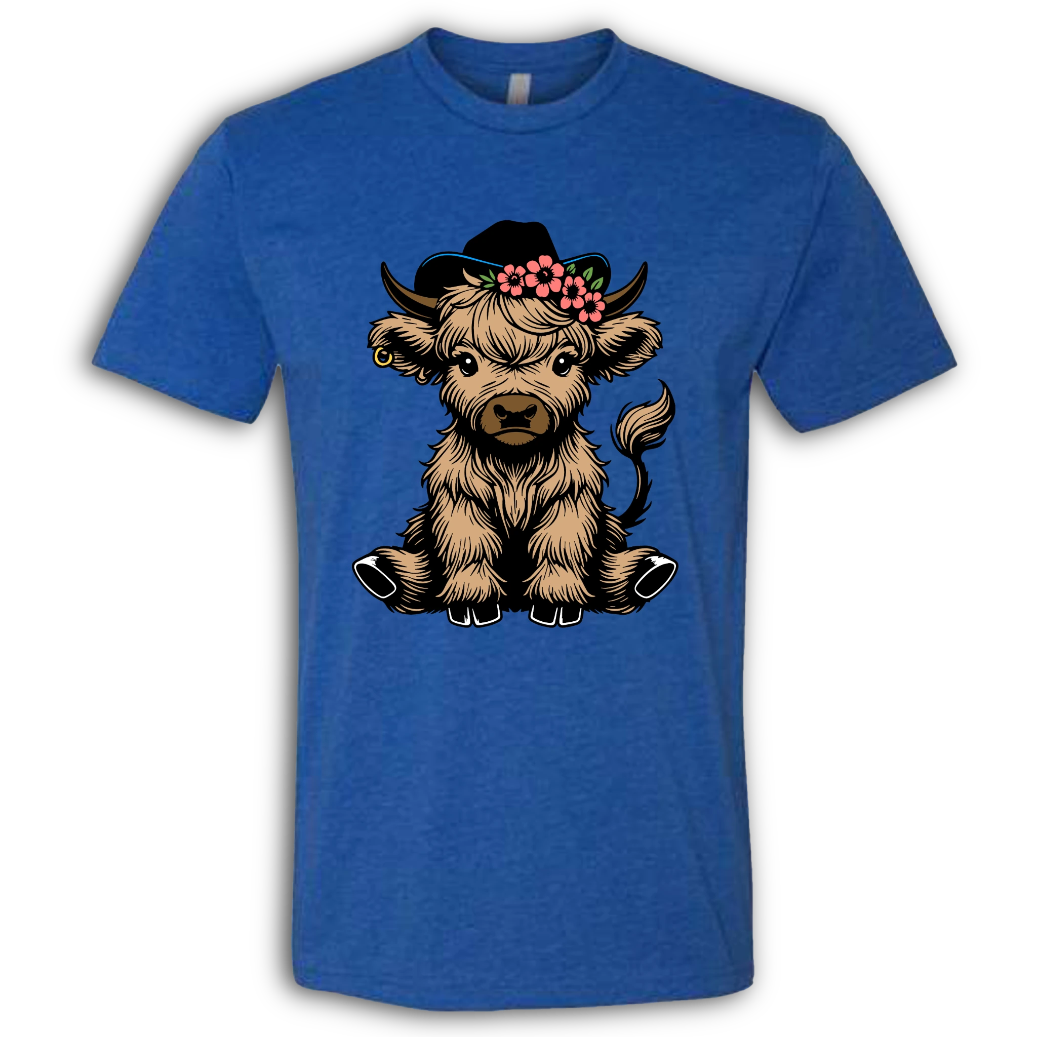 Highland Cow baby with Earring Colored T-Shirt