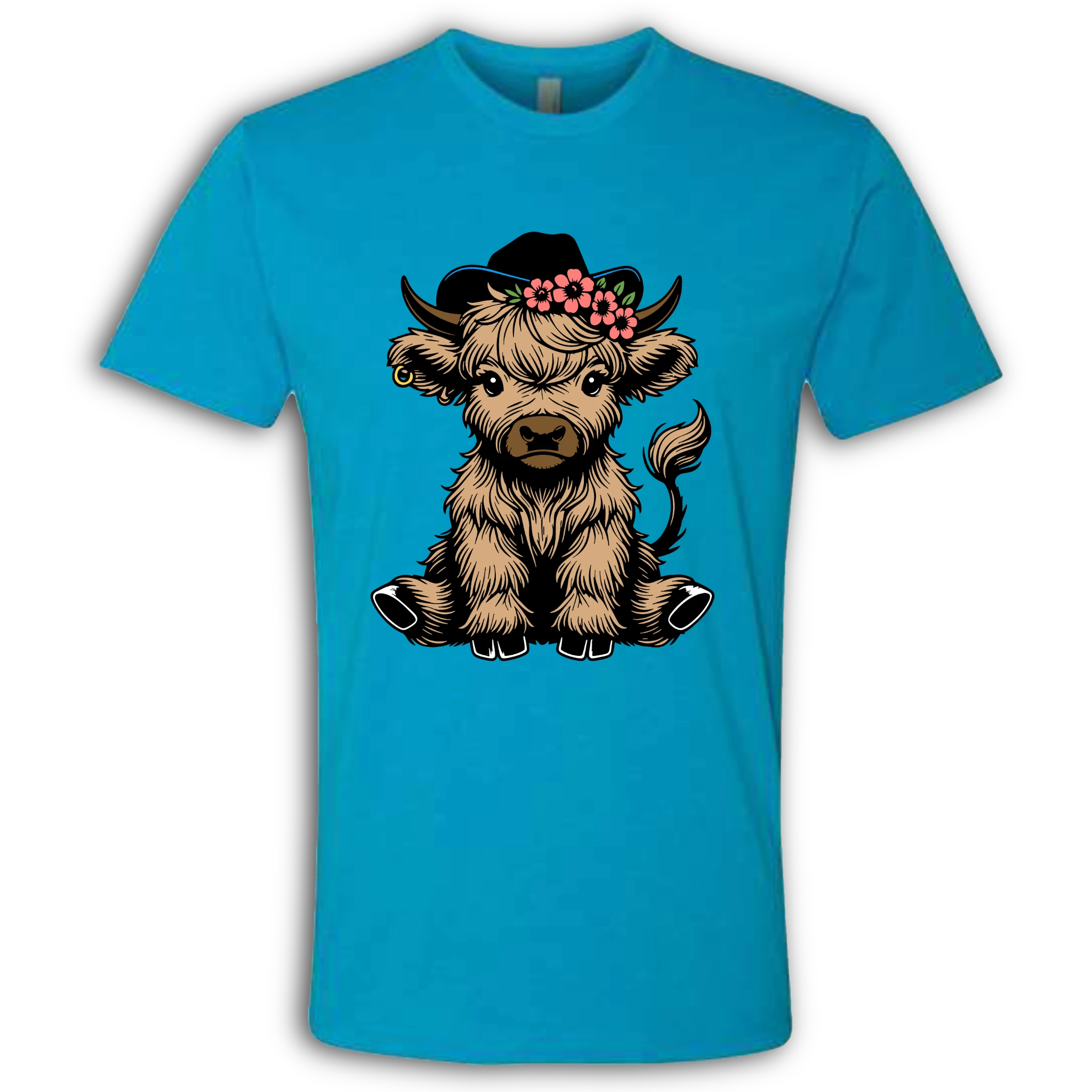 Highland Cow baby with Earring Colored T-Shirt
