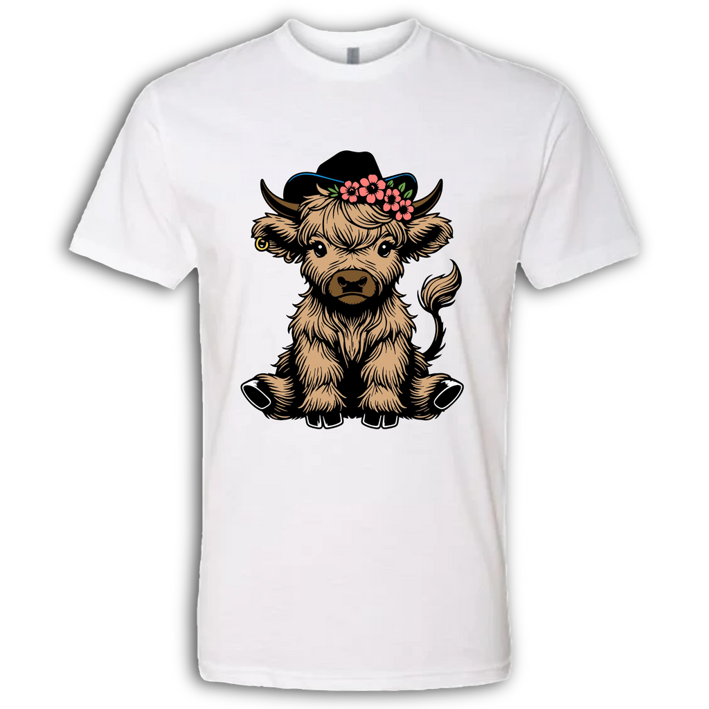 Highland Cow baby with Earring Colored T-Shirt