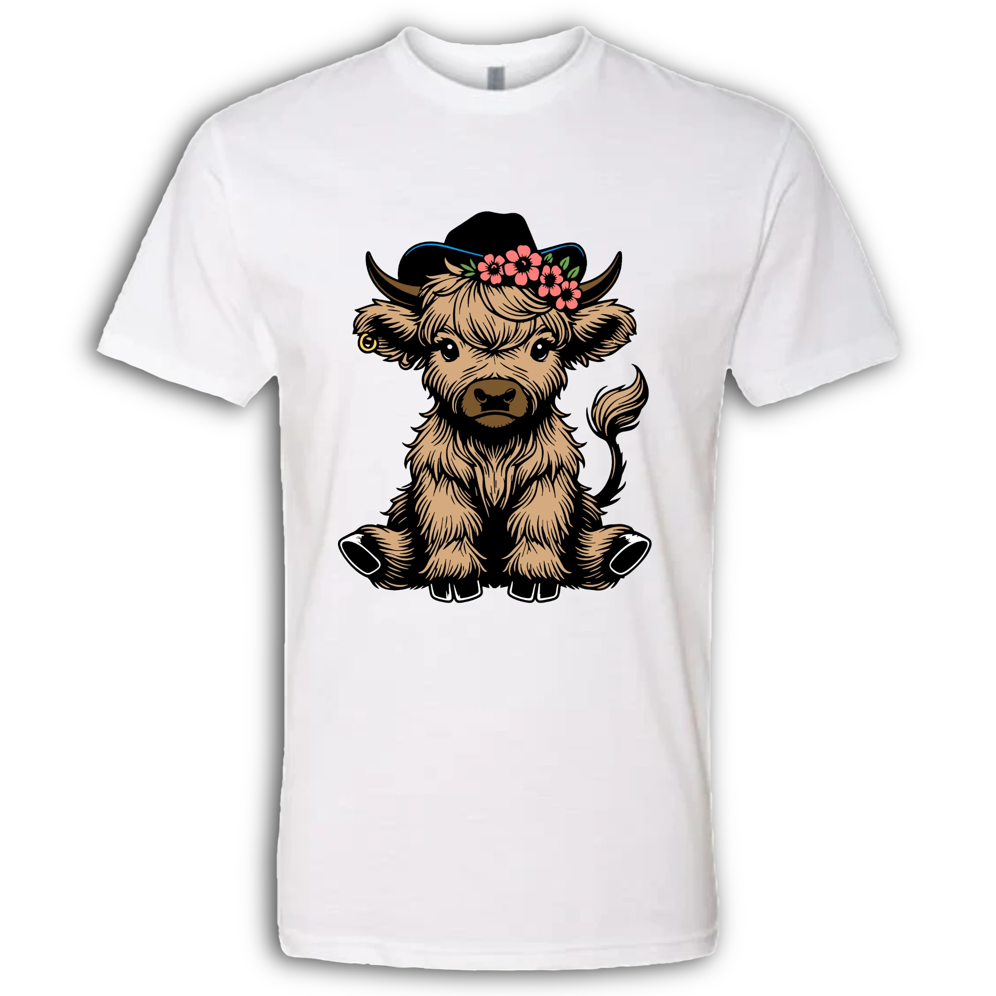 Highland Cow baby with Earring Colored T-Shirt