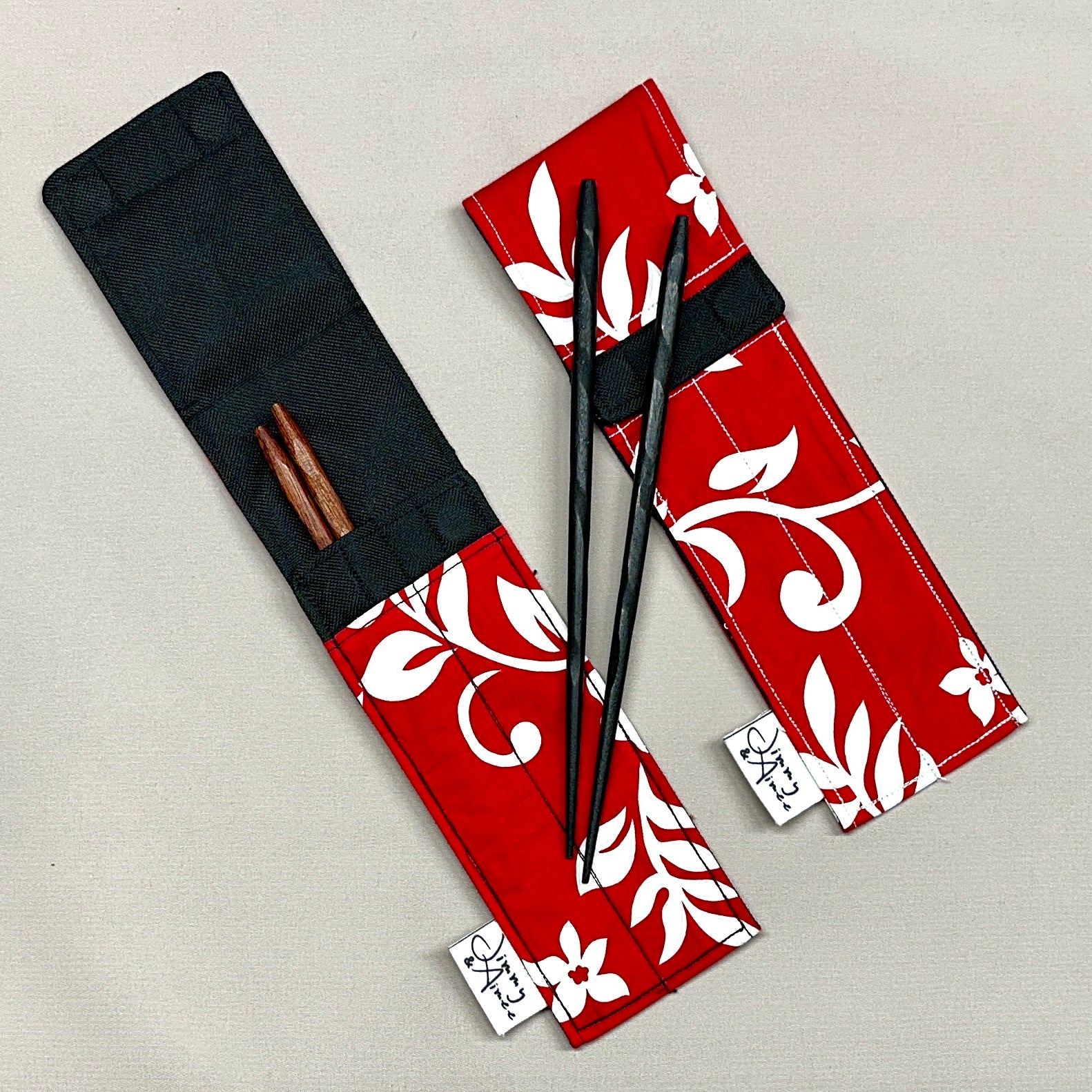 Red Hawaiian Print Chopsticks Case