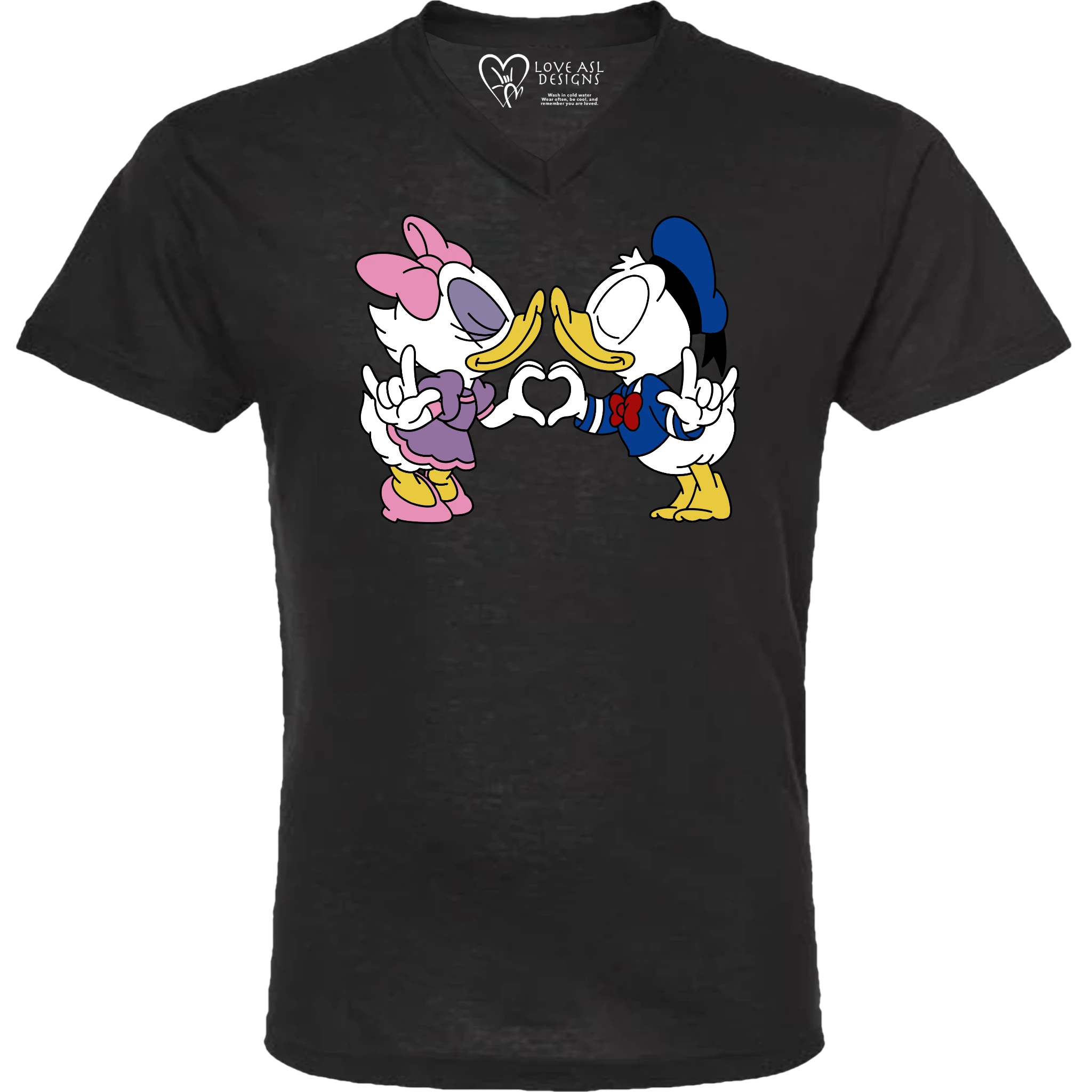 Donald & Daisy Hand Heart V-Neck Shirt (MEN)