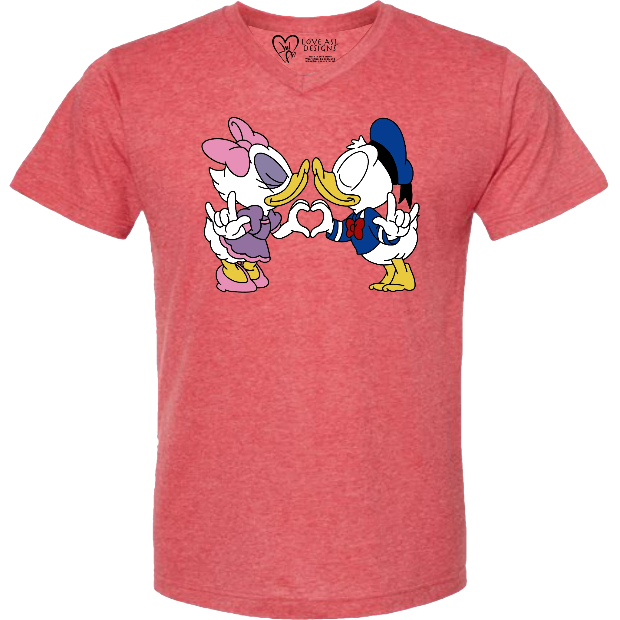 Donald & Daisy Hand Heart V-Neck Shirt (MEN)