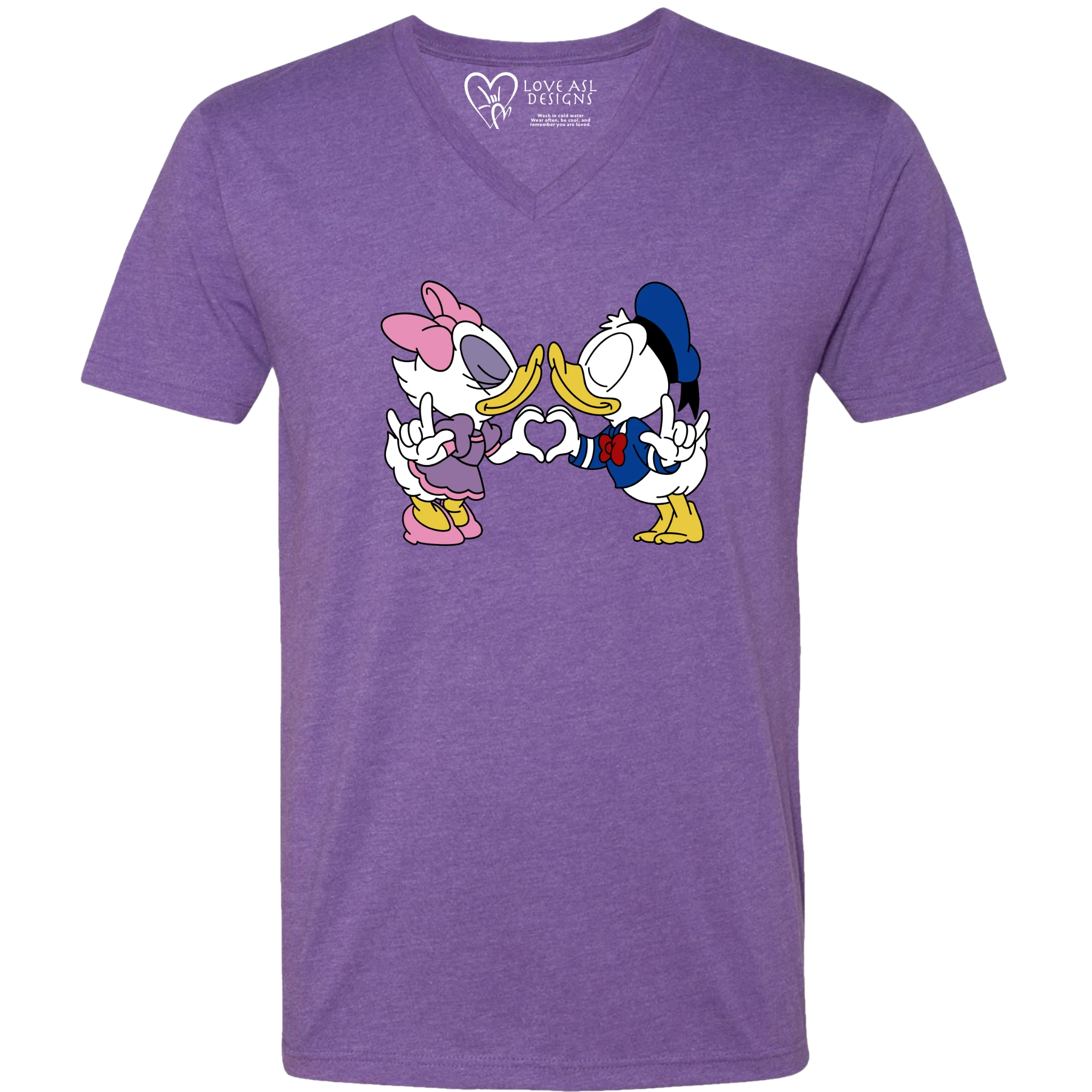 Donald & Daisy Hand Heart V-Neck Shirt (MEN)