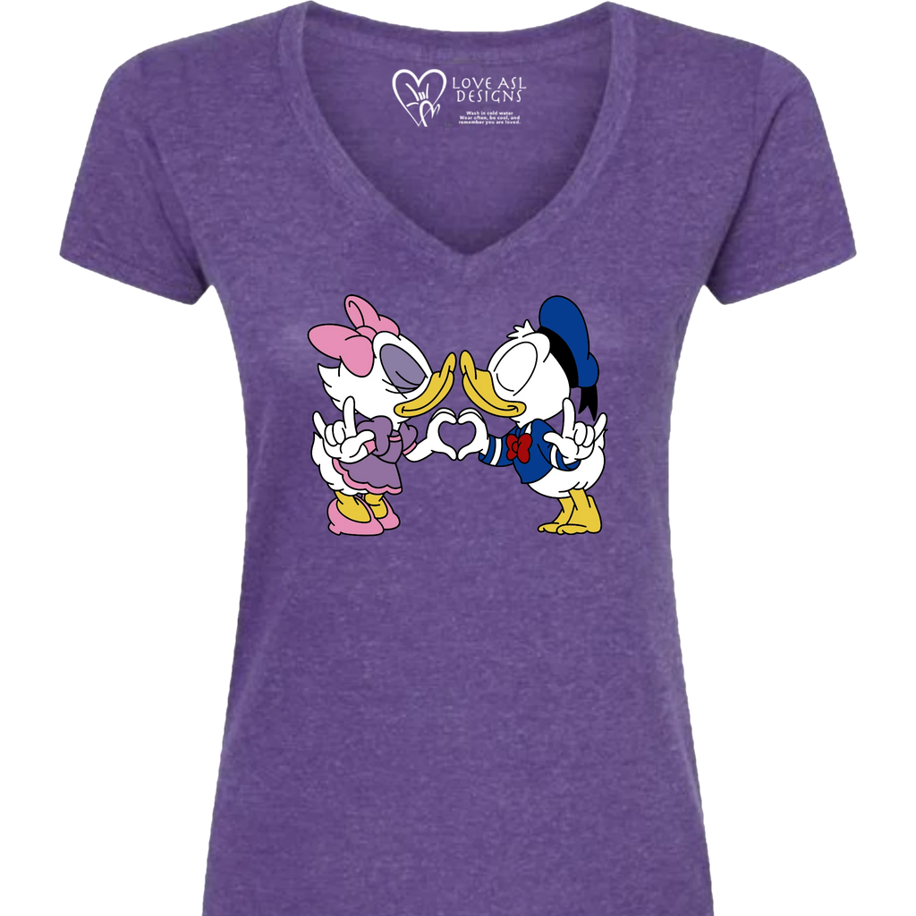 Donald & Daisy Hand Heart V-Neck Shirt (WOMEN)