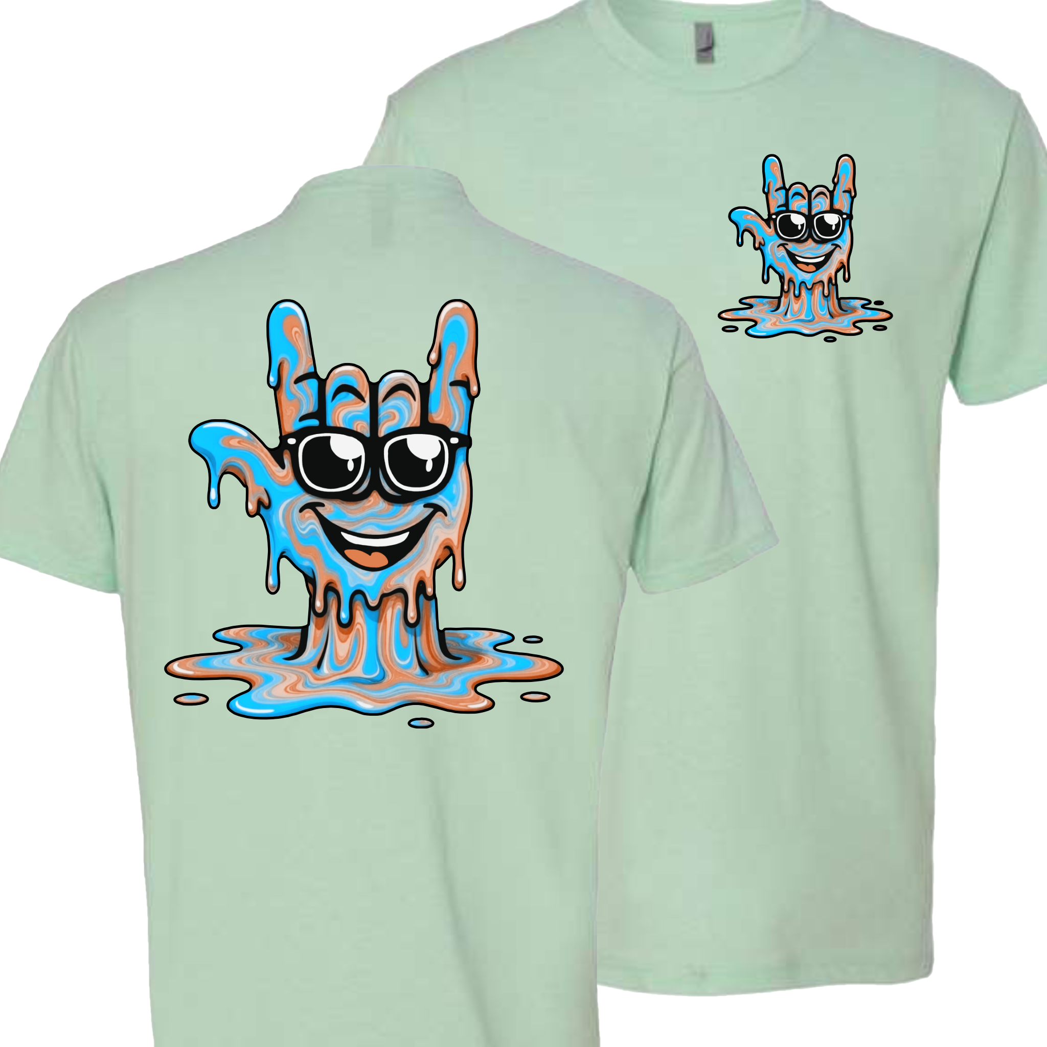 ASL Drip Face T-Shirt - Brown